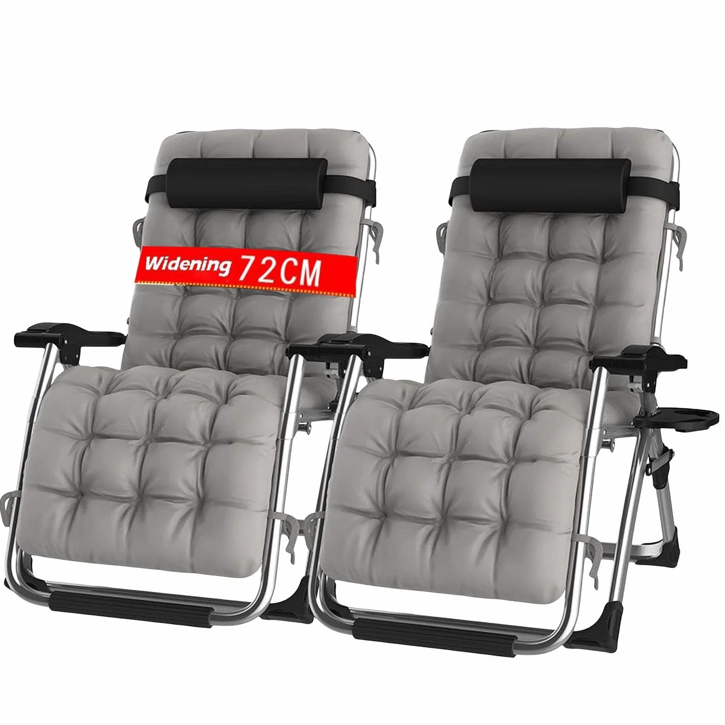 Tumbonas Plegables con Cojin，Silla Gravedad Cero Tumbona Interior Oficina Piscina Exterior Reclinable Salon de Playa Jardin Camping Terraza con Reposapies (Pesimista 2 Sillas)