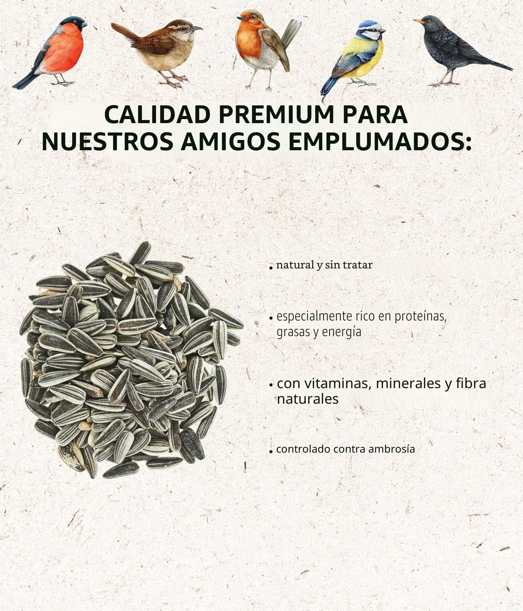 Dehner Natura Alpiste para Aves Silvestres Pipas de Girasol 5 l 2,2 kg