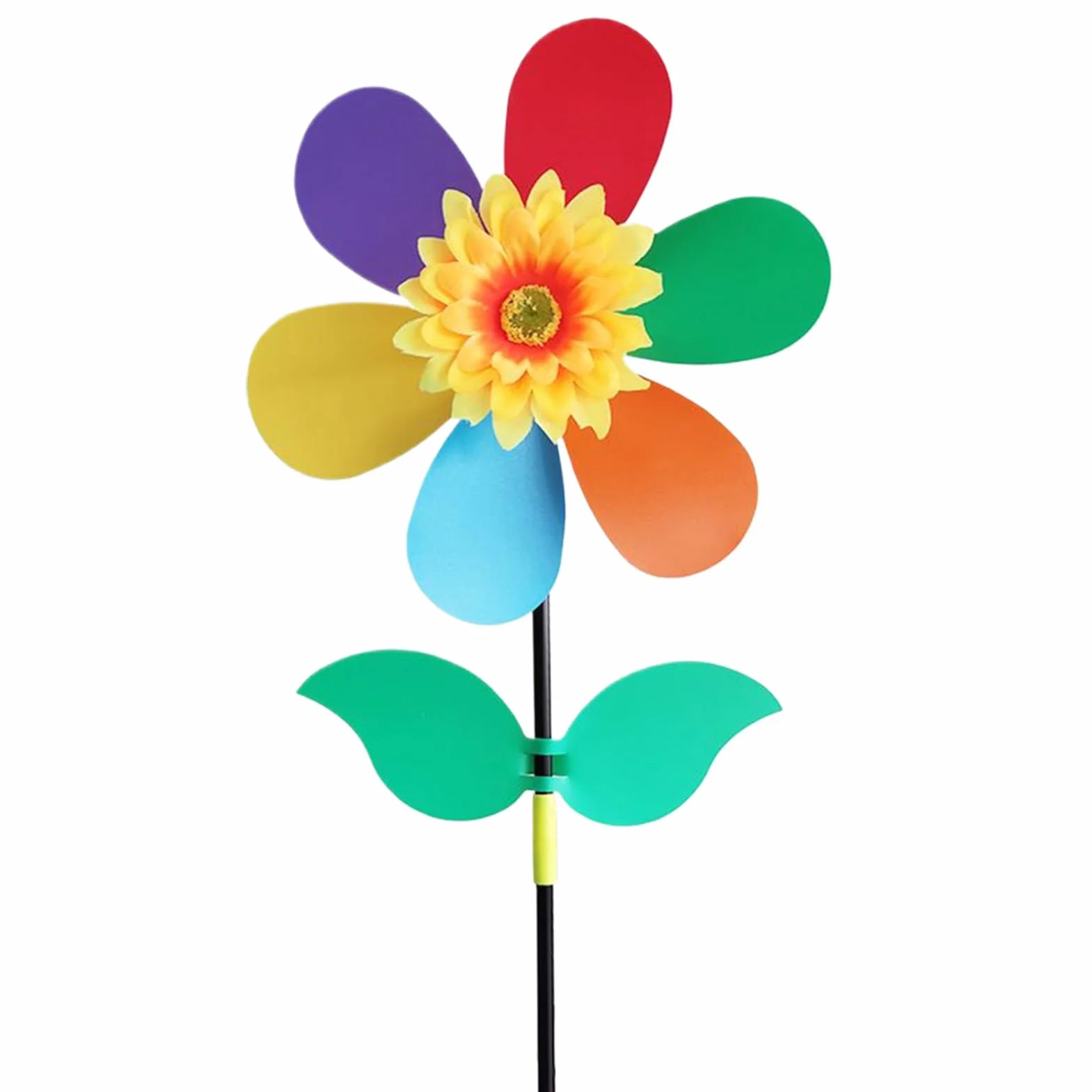 Girasol giratorio para patio y jardín, molinillos de viento al aire libre, girasol, molino de viento, adorno de estaca impermeable, decoración para patio, puerta delantera, niños y exteriores