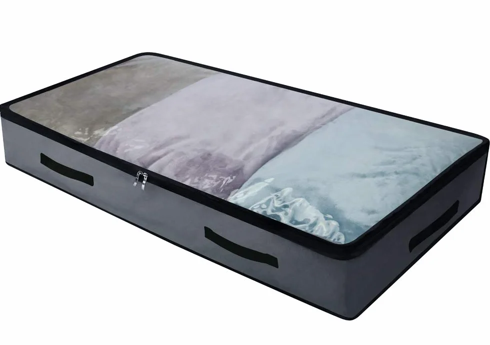iwill CREATE PRO Caja de almacenamiento suave para debajo de la cama con 4 asas y tapa transparente para una fácil localización, material duradero, plegable y visible en la parte superior