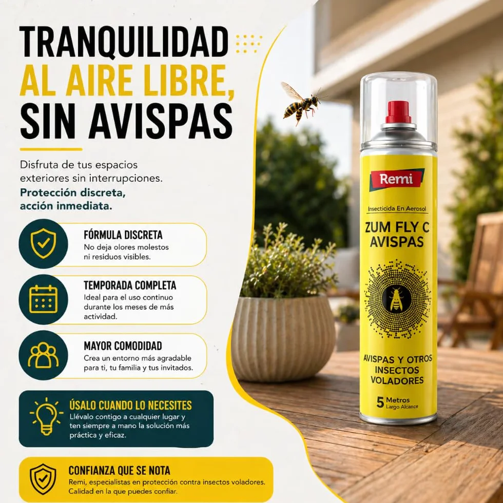 Remi Hogar Spray Insecticida Avispas 750 ml Aerosol 5 metros Largo alcance