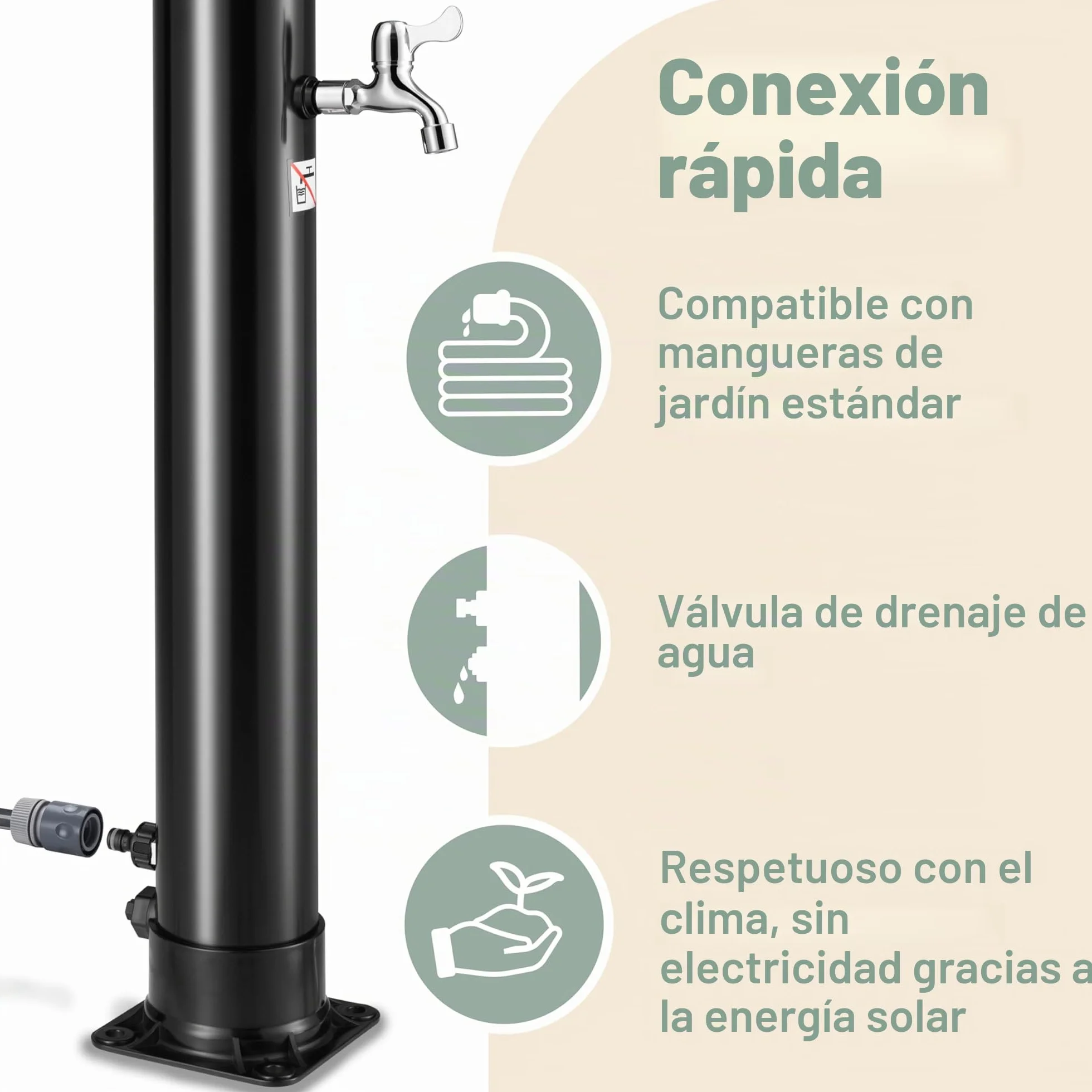Monzana Ducha Solar Exterior 20L Cabezal Giratorio Lluvia Grifo Metal Conexión Rápida Manguera Agua Caliente Resistente Intemperie Camping Piscina Cubierta Protectora Negro