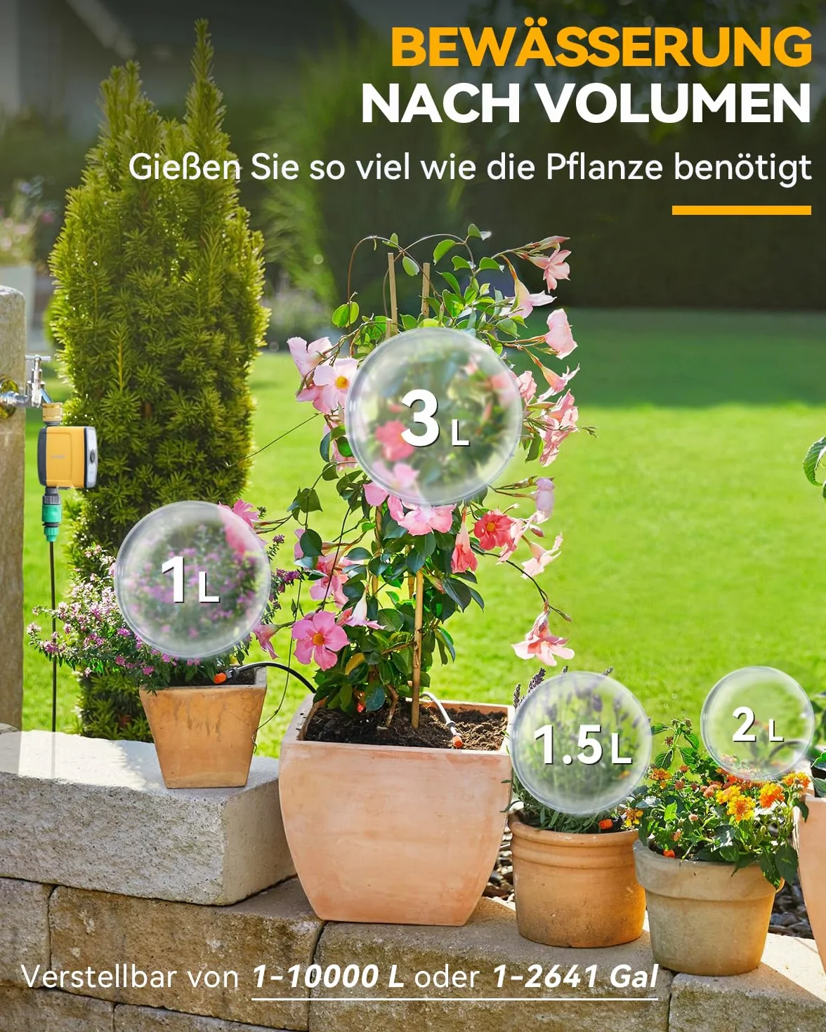 RAINPOINT Programador Riego WiFi 2.4 GHz, Temporizador Automático con App, Control por Voz, para Jardín Invernadero