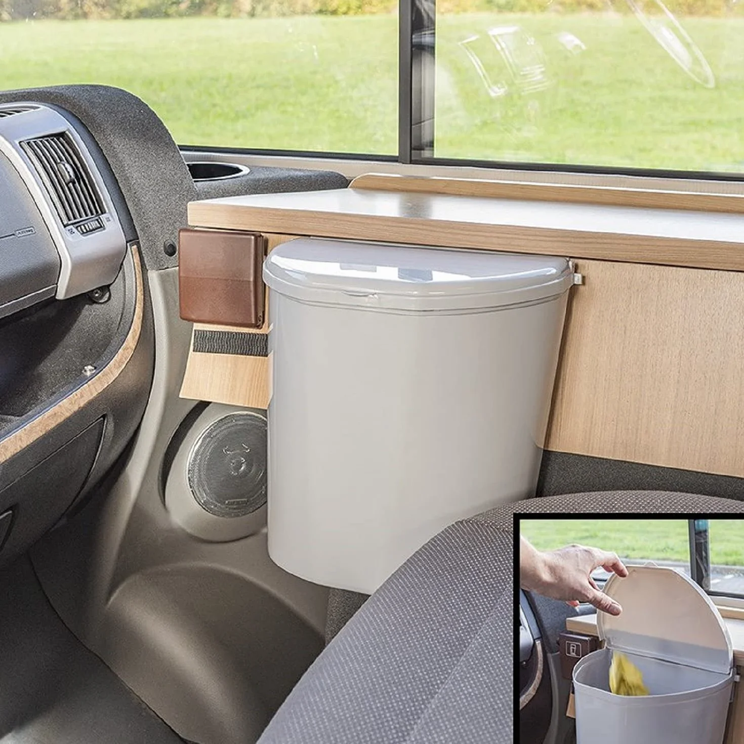ProPlus Cubo de basura L con tapa para caravana