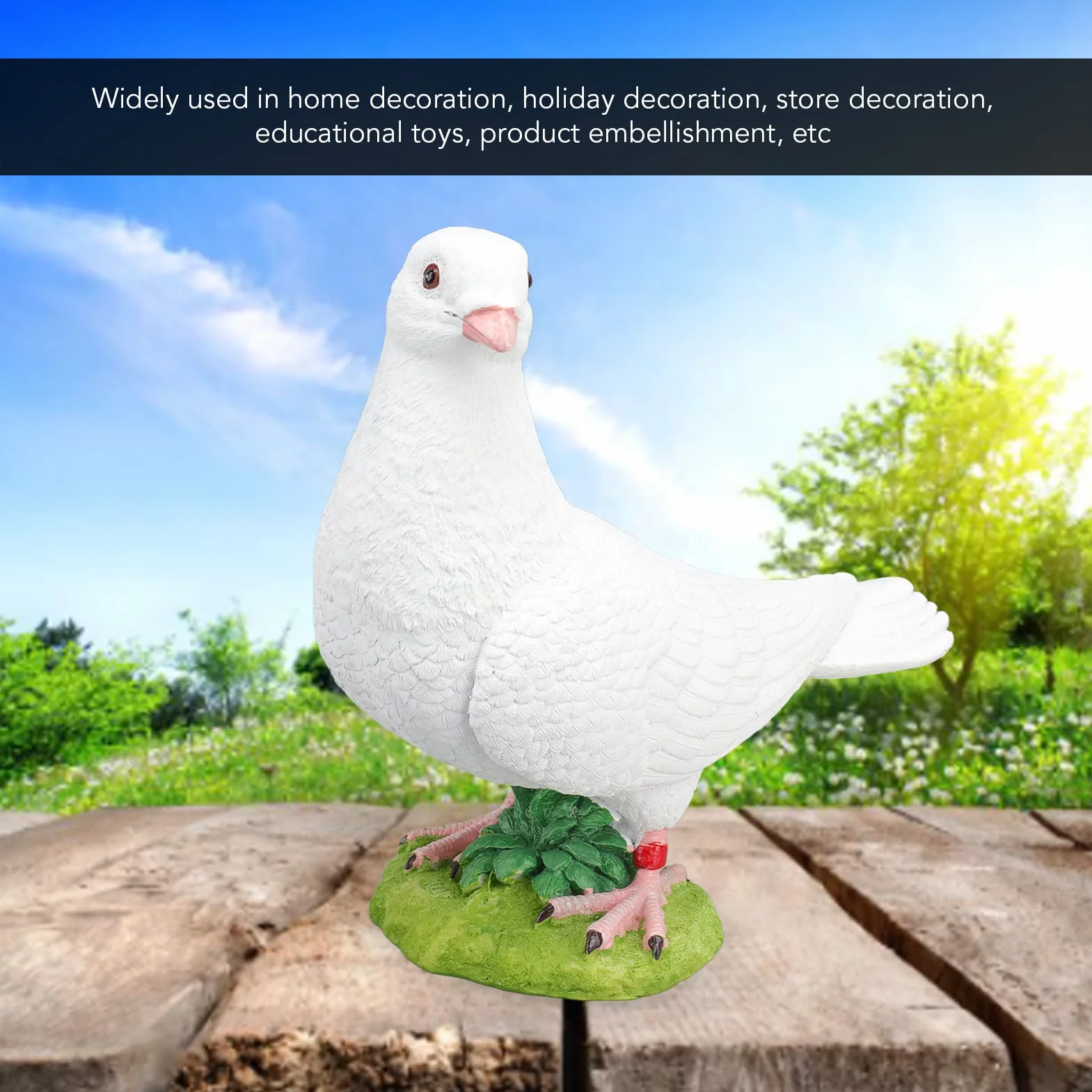 Buachois Modelo de Paloma Blanca, Adorno de jardín de Modelo de pájaro de Resina sintética, artesanía de Resina rústica de pájaro de simulación vívida para decoración de Vacaciones en el hogar(#1)