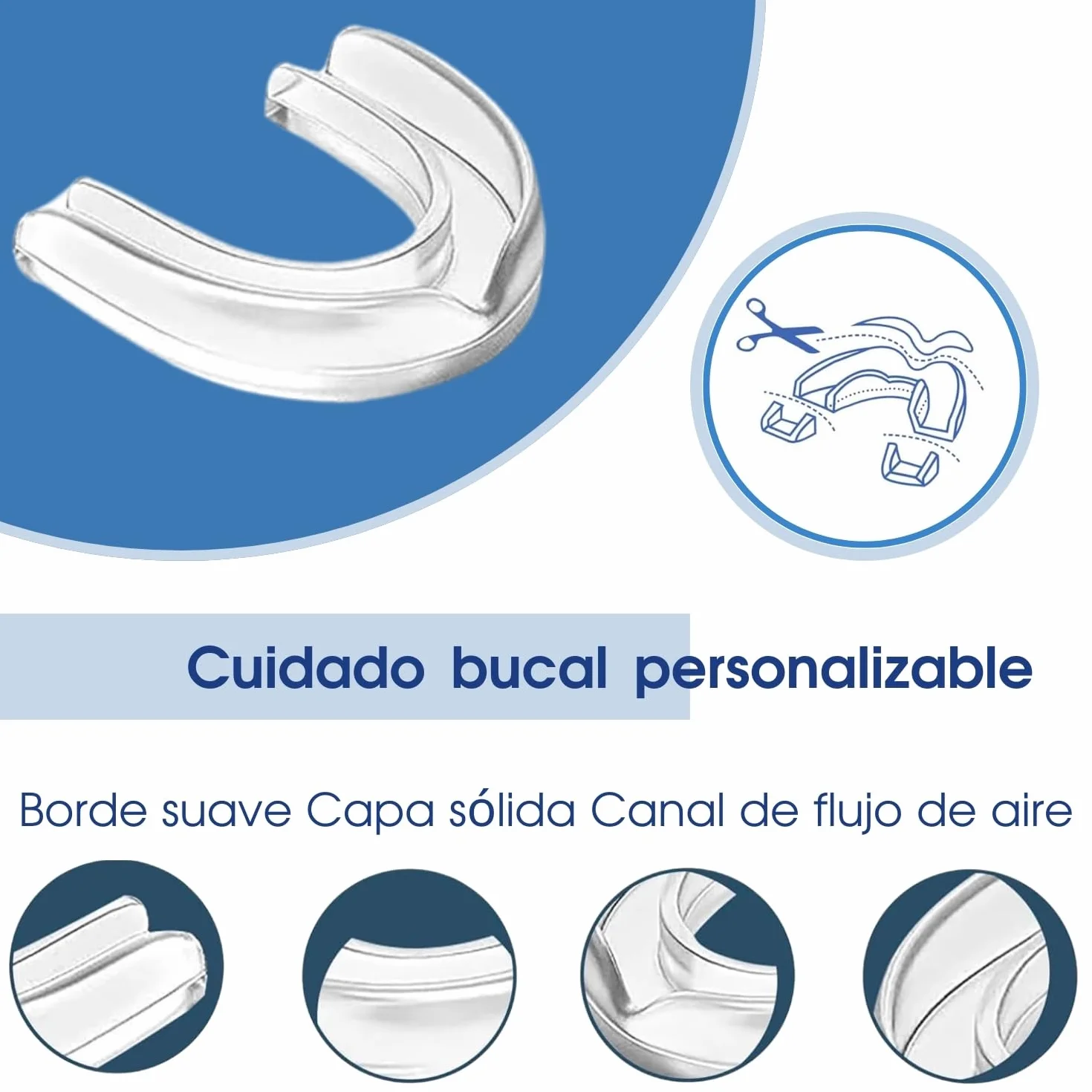 Ferula Descarga Bruxismo 4 Piezas 2 Tamaños, Protector Bucal para Dormir, Antironquidos