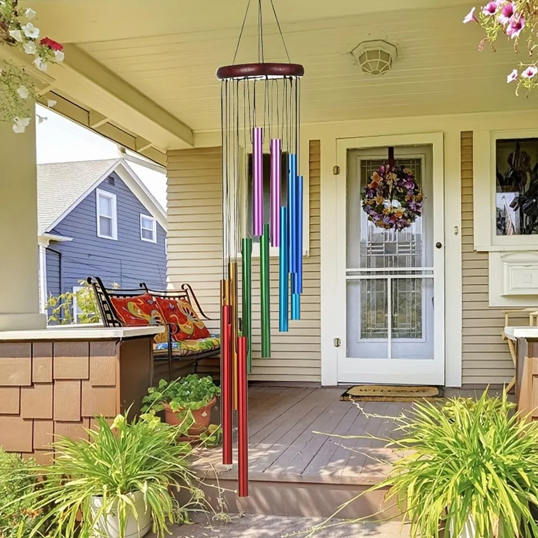 Carillón de Viento para Exteriores 12 Tubos de Aluminio Jardín Campanas de Viento Decorativas