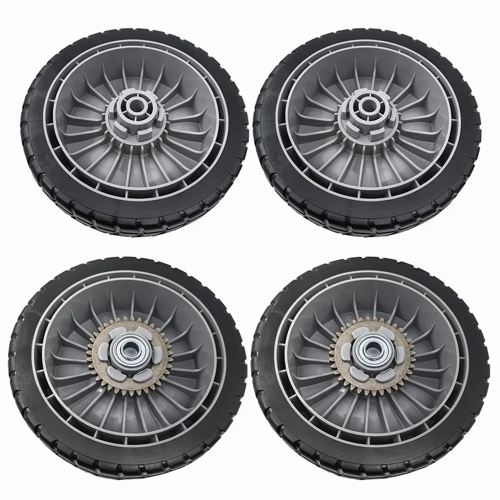 Ruedas para cortacésped HRR216 HRS216 HRT216, juego de neumáticos delanteros y traseros de 8 x 2 pulgadas con kit de engranajes de transmisión para piezas de repuesto