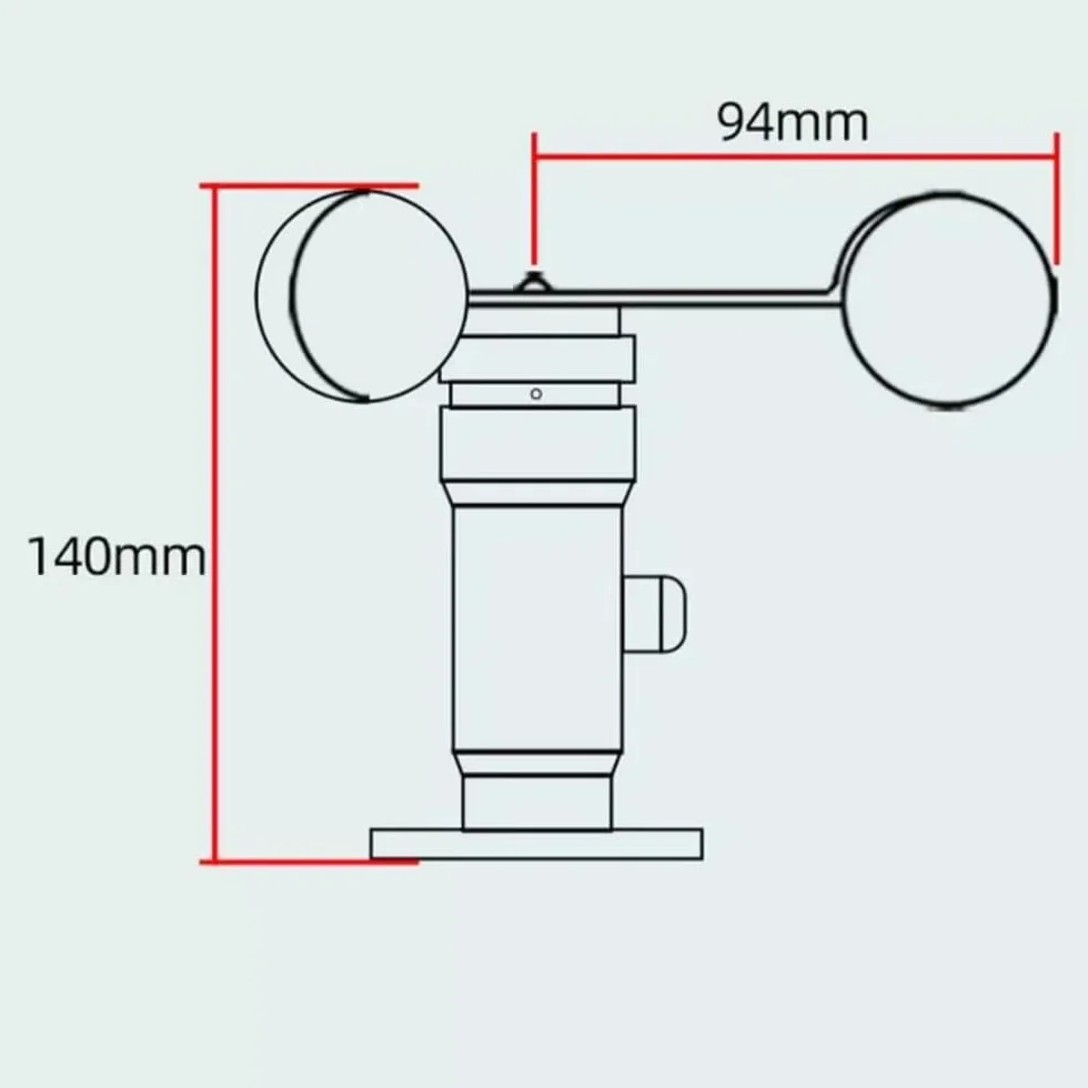 Sensor de Velocidad del Viento RS485 Policarbonato 0-30 M/S Anemómetro Tres Cazoletas MODBUS-RTU