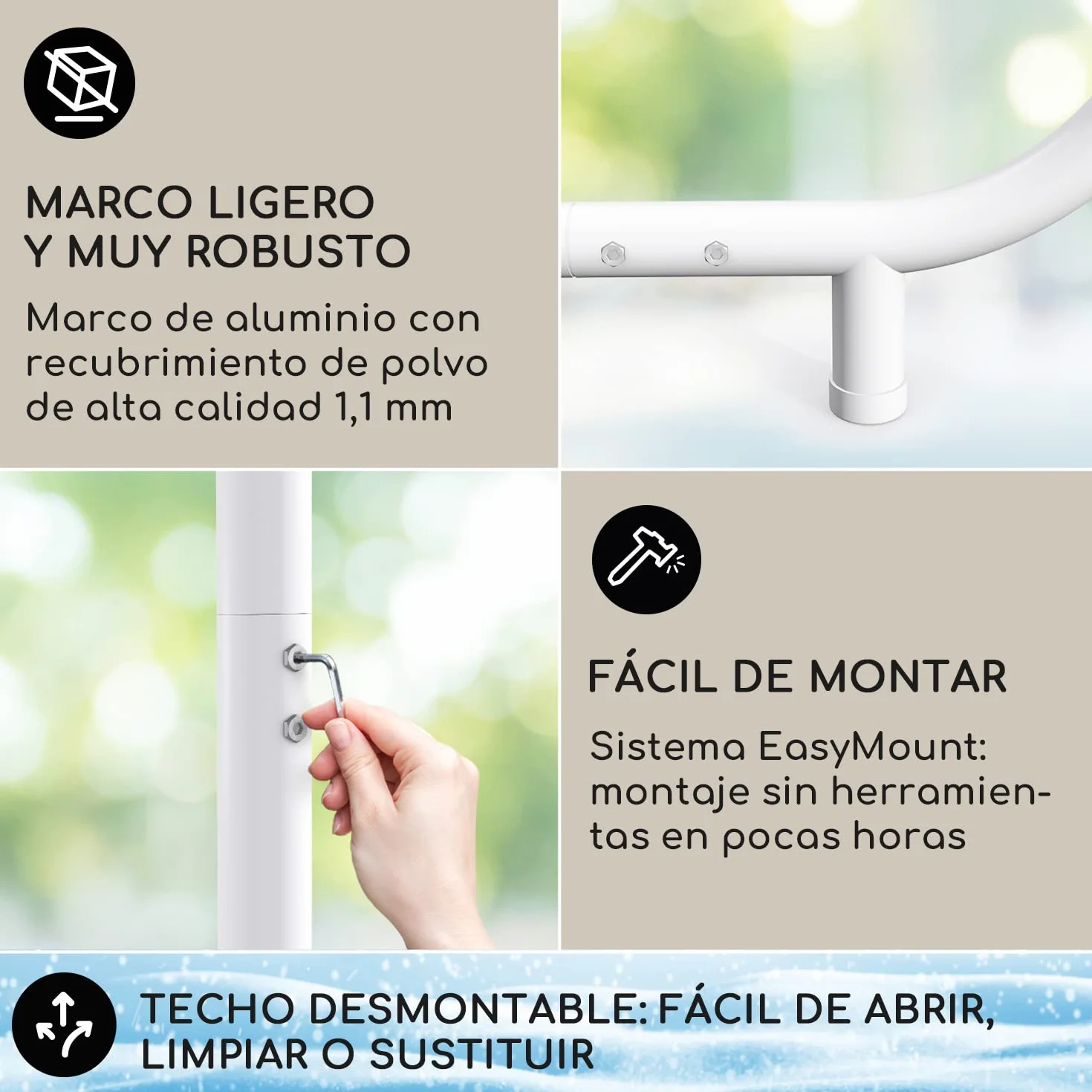 Blumfeldt Pergola con Techo 3x3 m y Ruedas, Pergolas de Jardin de Aluminio para Celebrar Eventos, Bañera Hidromasaje, Barbacoa y Patio, Carpa Impermeable para Bar, Cenadores con Protección UV 50+
