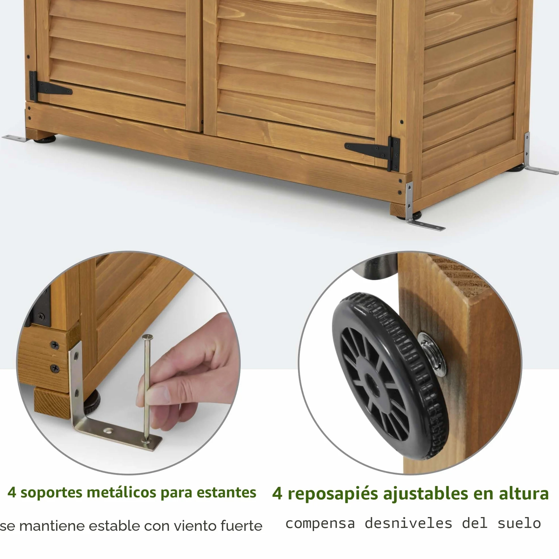 M MCombo Armario de jardín Cobertizo de Madera Resistente a la Intemperie 57x109x180 cm Herramientas Exterior