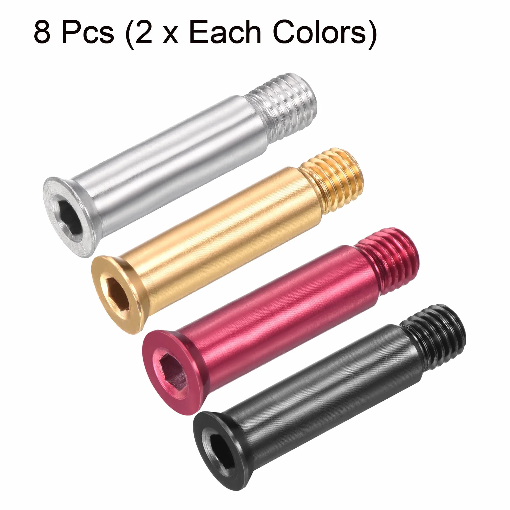 PATIKIL 34mm En Línea Eje Tornillos 8 Paquete Eje Hexagonal Zócalo Tornillo Reemplazo Fijación Aluminio para Patines Rodillo