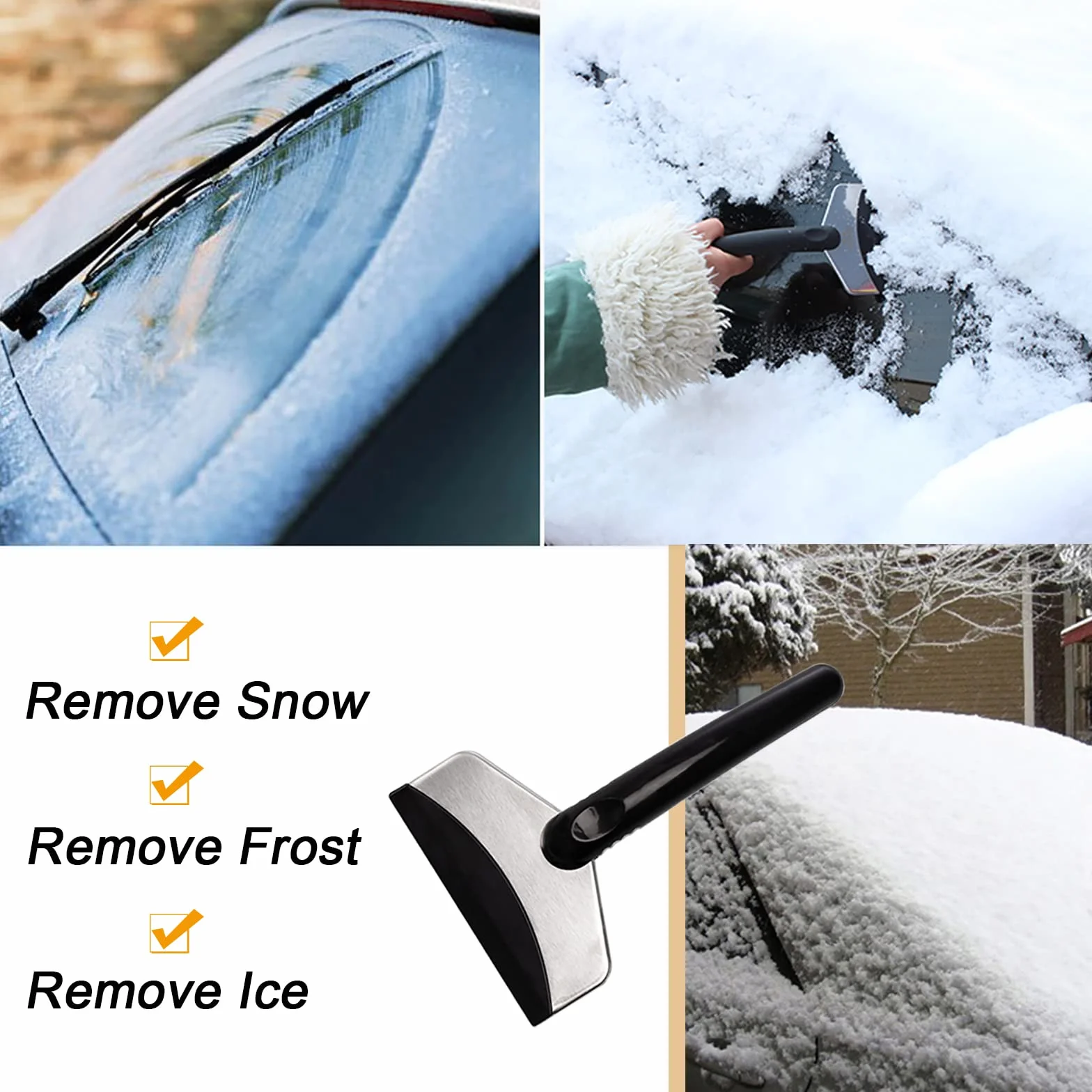 Pala para Nieve OVERMONT Portátil Desmontable Aleación de Aluminio para Coche Jardineria
