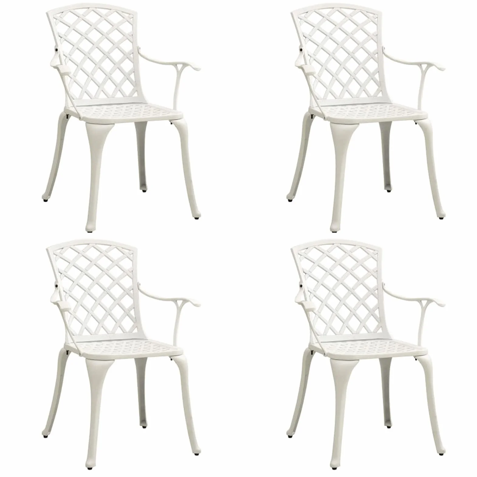 5 Piezas Bistro Set Mesa y Sillas Aluminio Fundido Blanco Jardin