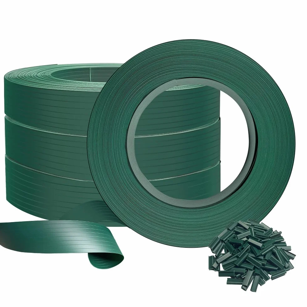 VOUNOT Tiras de Protección Visual de PVC 300 m x 4.7 cm para Valla de Jardín, Verde con 600 Clips