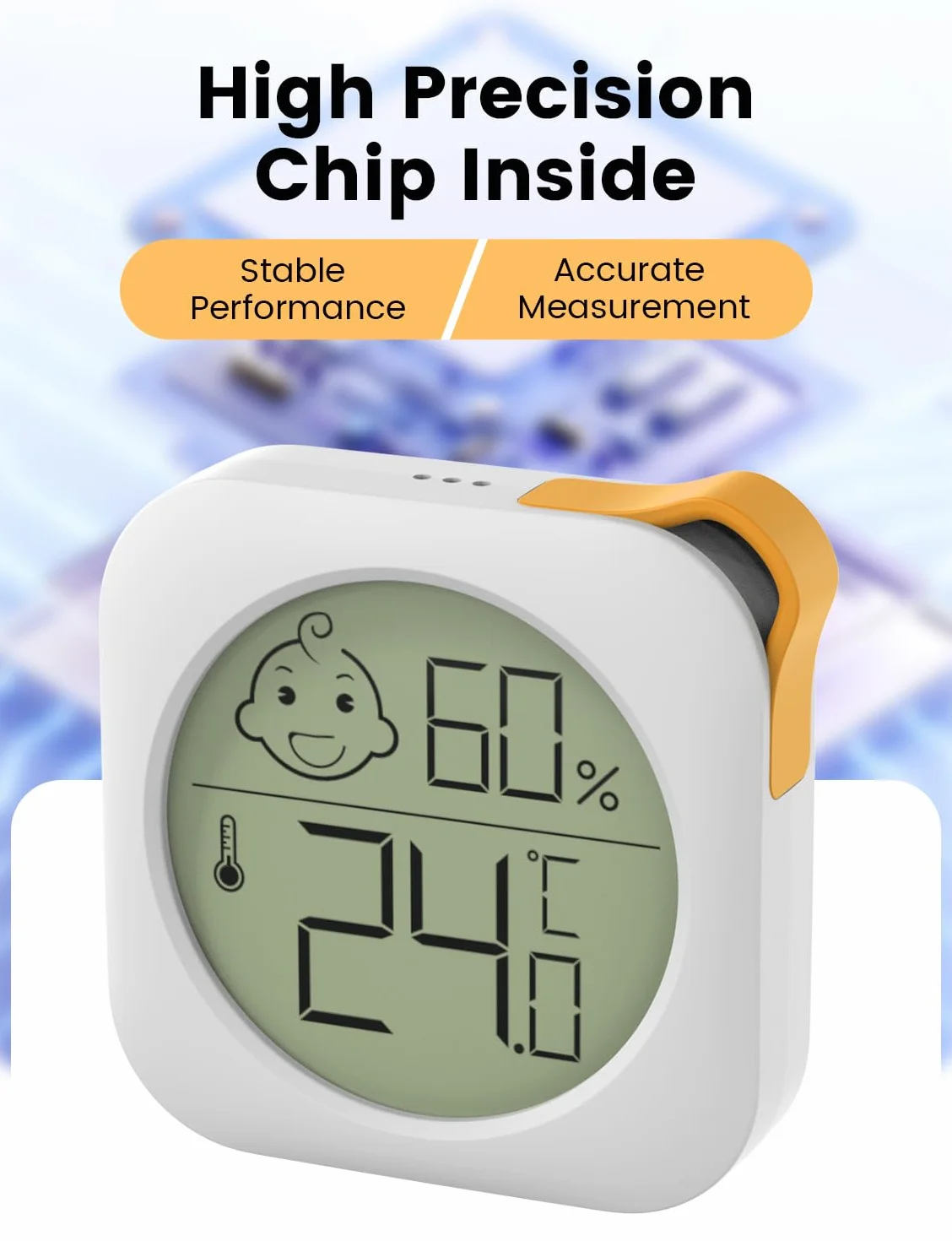 Termómetro Higrómetro Digital Compacto para Interior, Medidor de Temperatura y Humedad, Blanco