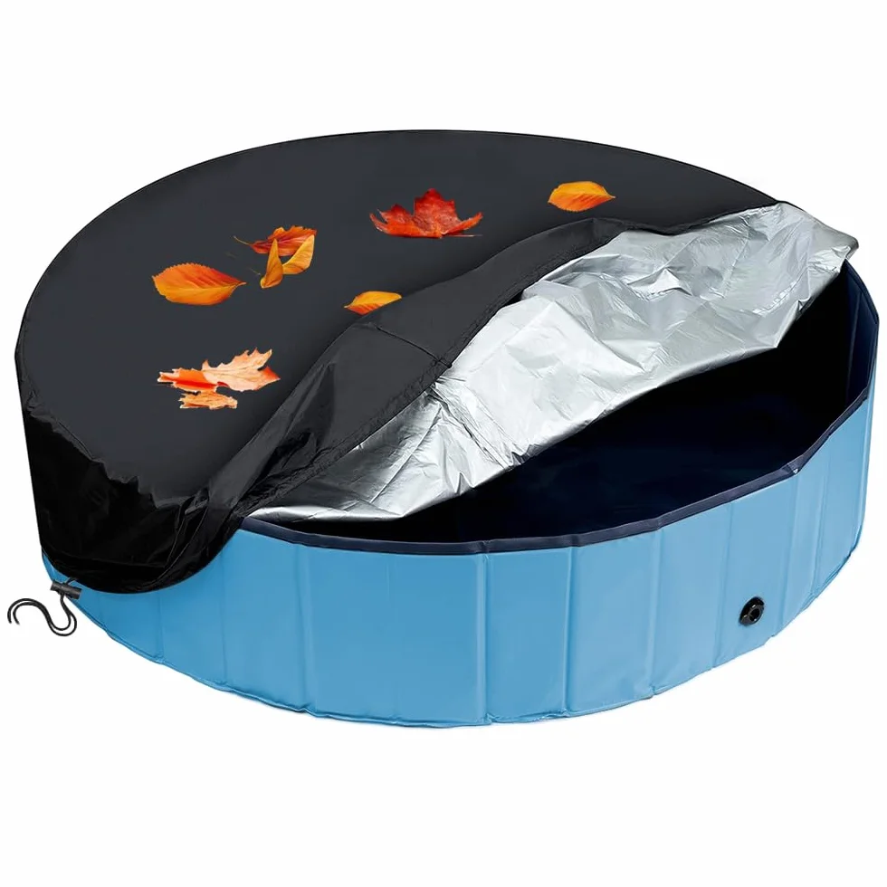 Cubierta de Piscina Redonda para Perros, Funda Plegable Resistente al Agua y Polvo, 160x30cm