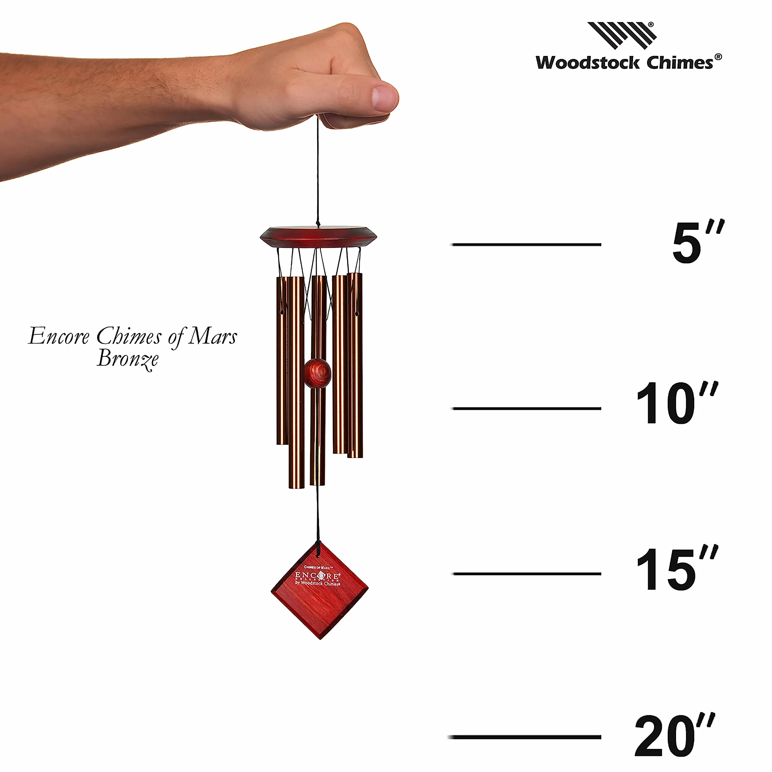 Woodstock Chimes Encore Marte Bronce Carrillón 5 Tubos Afinados para Jardín