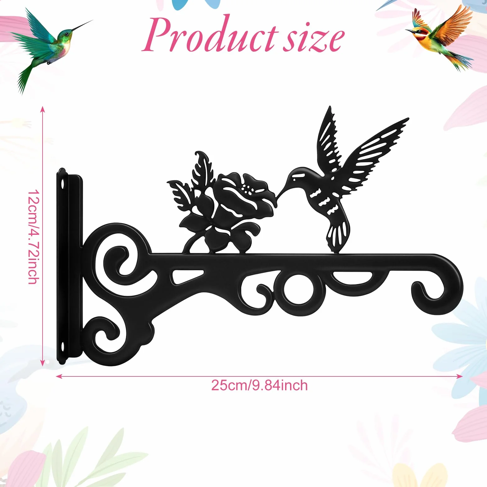 Zocipro Soportes Metálicos para Colgar Plantas 25 cm Ganchos de Pared de Hierro Negro