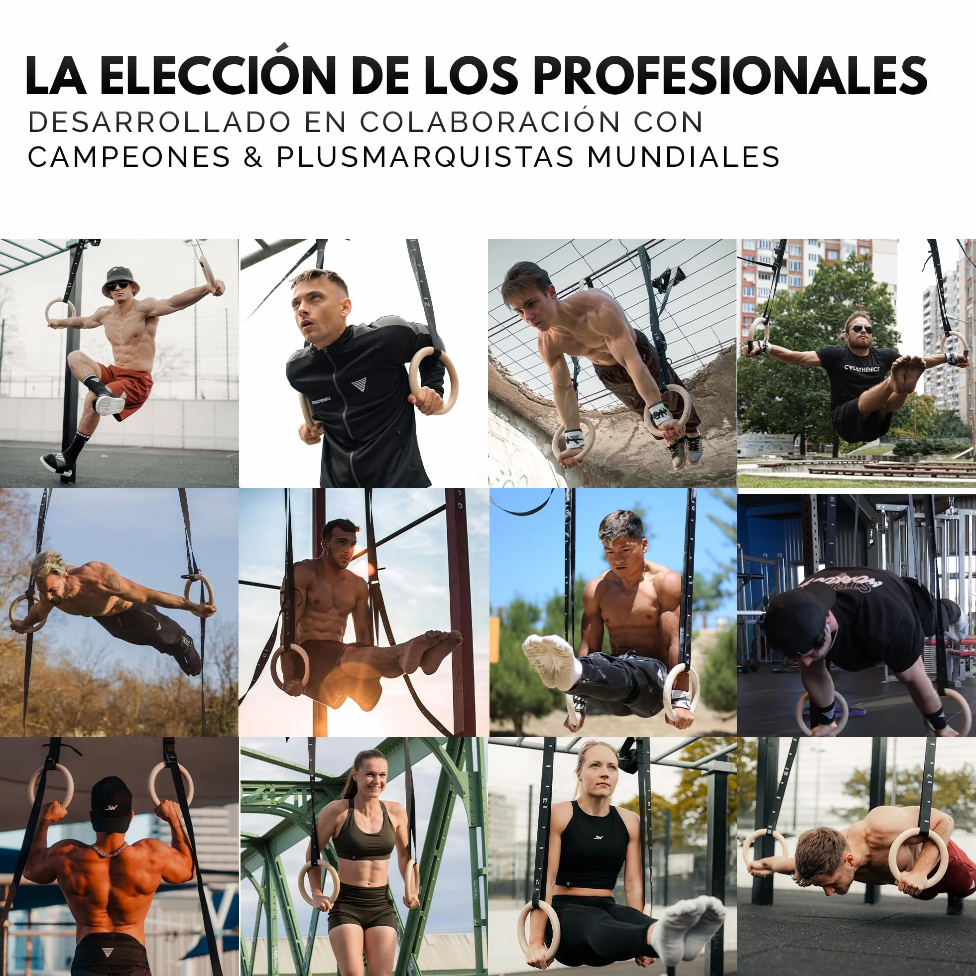 GORNATION Anillas de Gimnasia de Madera con Correas Ajustables y Bolsa de Transporte