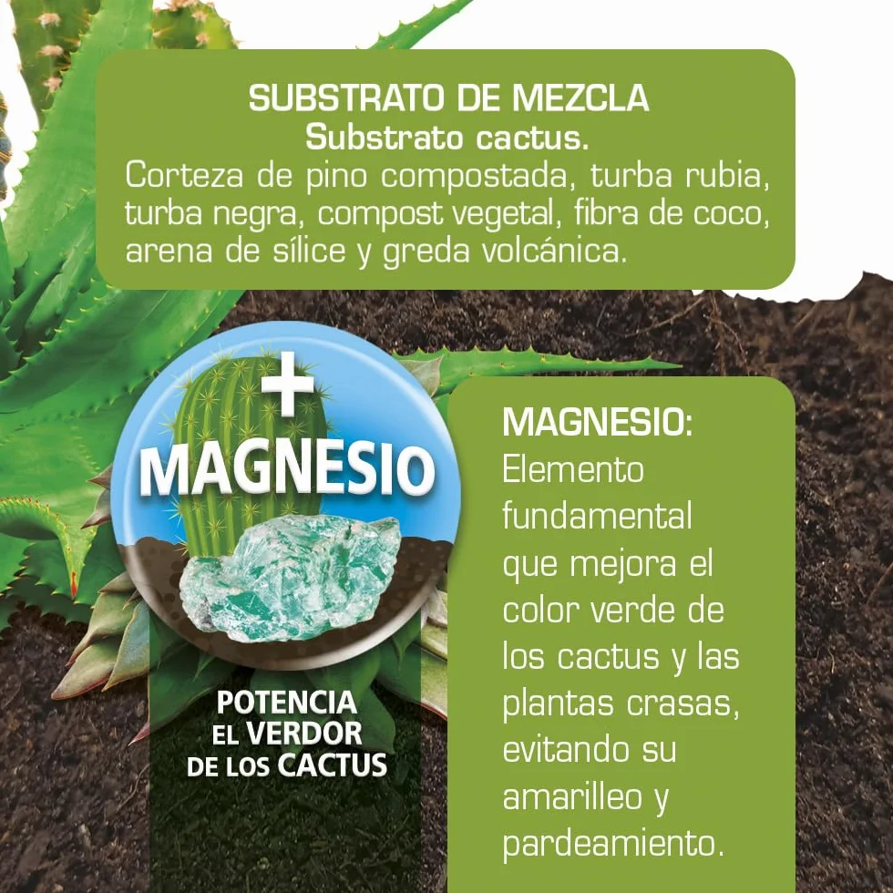 Sustrato para Cactus y Crasas 5 L con Áridos, Piedra Volcánica y Abono