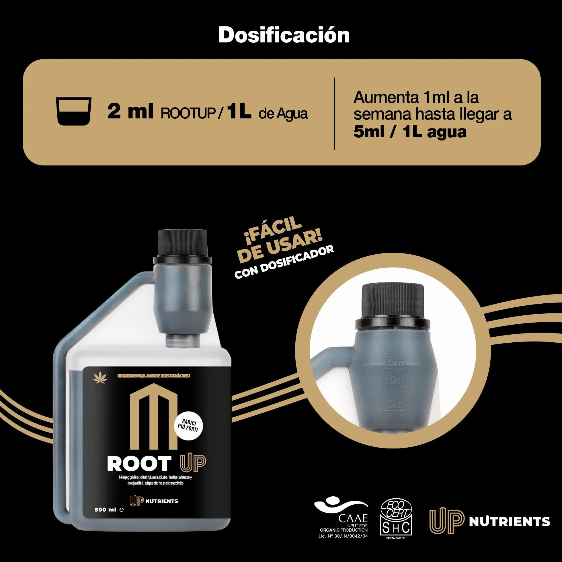 UP NUTRIENTS Bio Estimulador de Raíces 500 ml Fertilizante Radicular Enraizante Orgánico