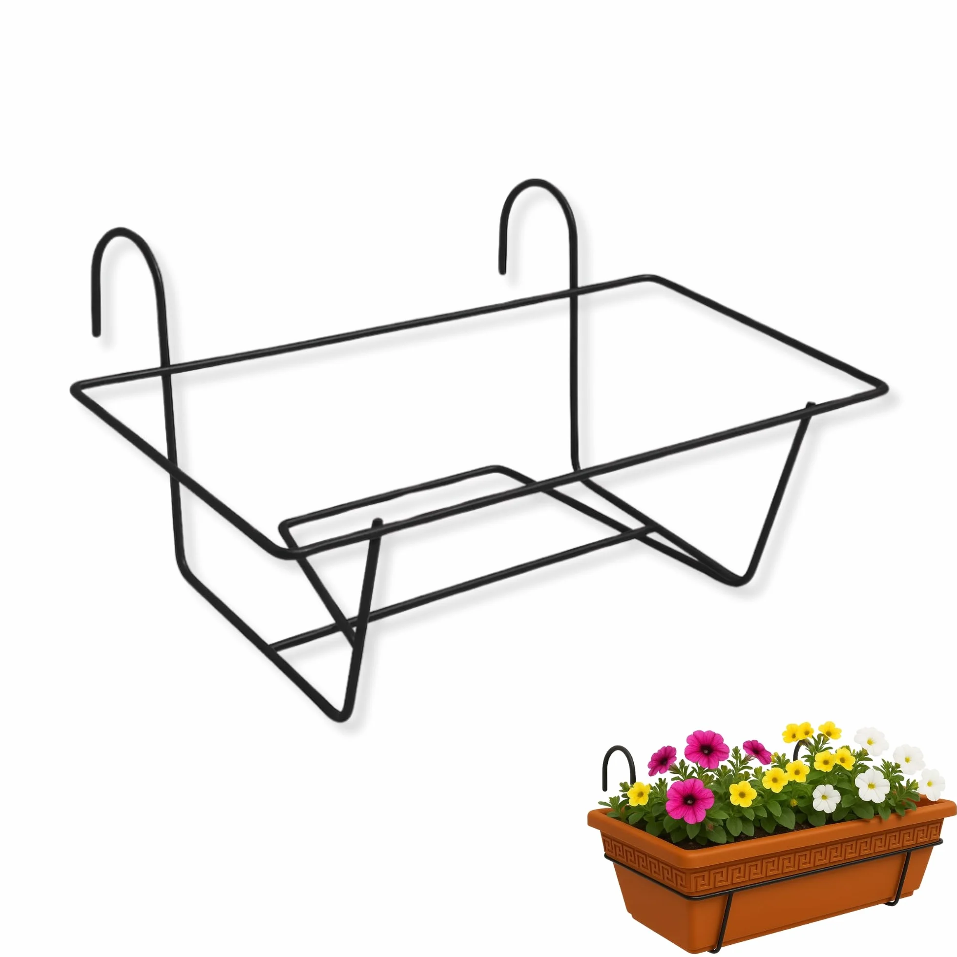 TECHZOCO Soporte Metal para Jardinera de Balcón Negro 50 cm