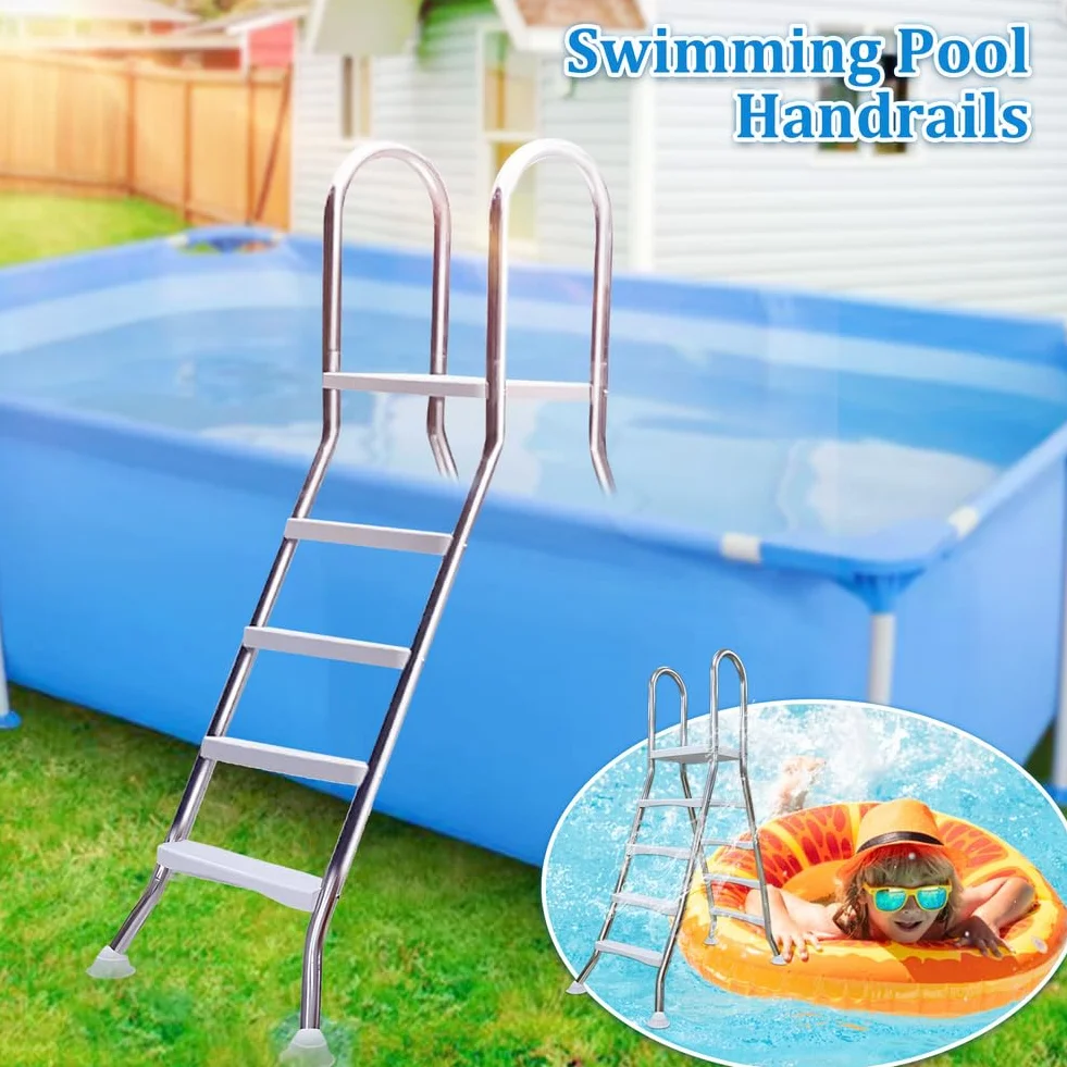 Escalera para piscina fuera de tierra de doble 4 peldaños acero capacidad 250 kg