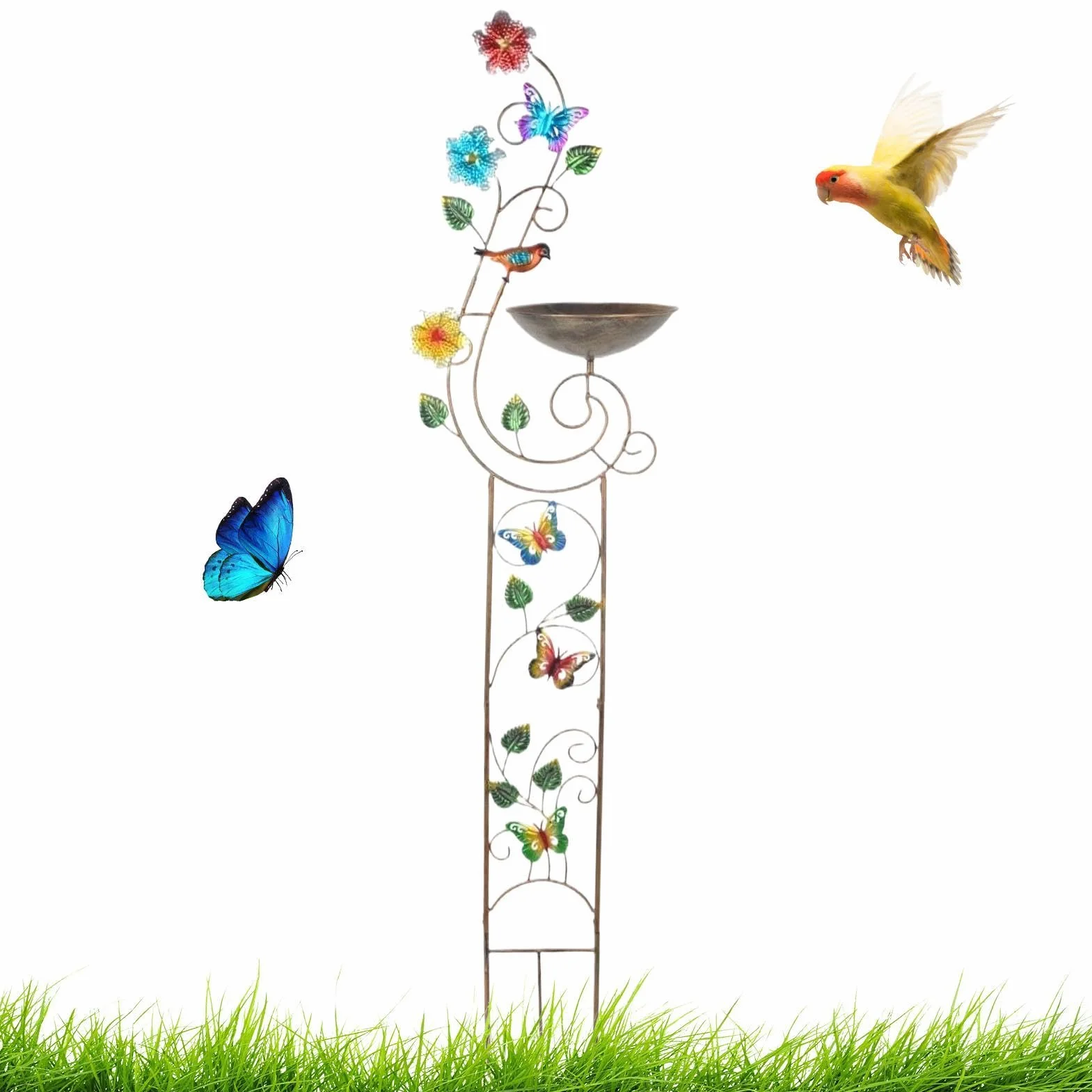 Bebederos para Aves de Exterior Soporte de Plantas y Depósito de Agua | Para Pájaros Independiente En Exterior: Jardín, Patio, Césped, Terraza Y Patio Trasero Al Aire