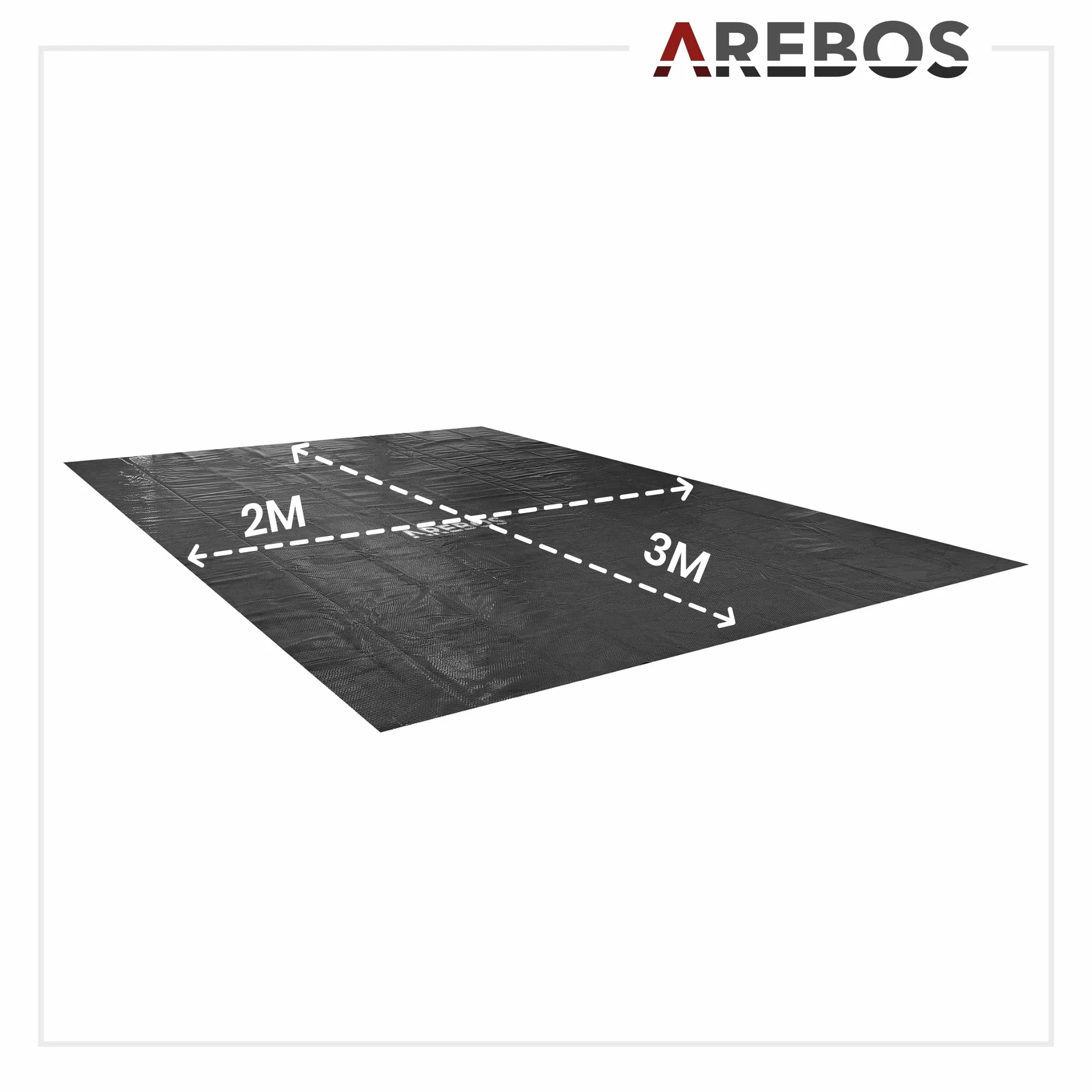 Arebos Cubierta Solar Piscina 3 x 2 m Negro 120 µm