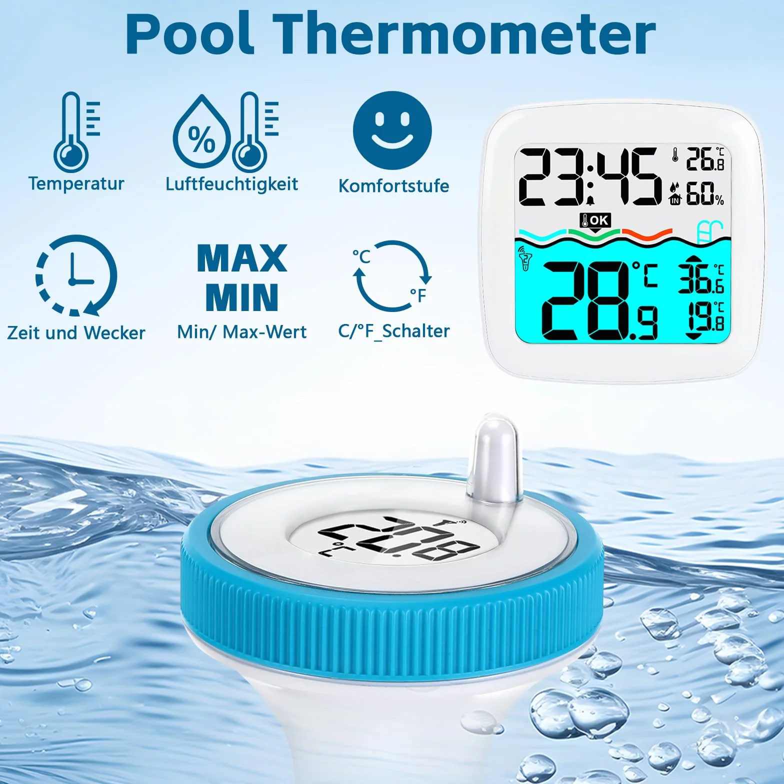 Termómetro Piscina Flotante Inalámbrico IP67