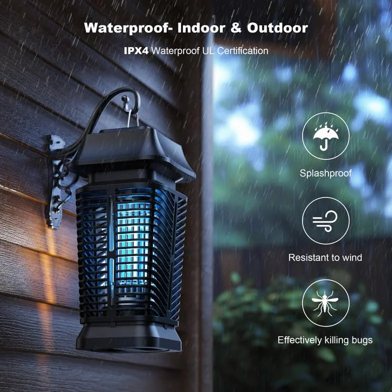 Lámpara Antimosquitos Eléctrica 3000V 20W UV IPX4 Impermeable Mata Mosquitos