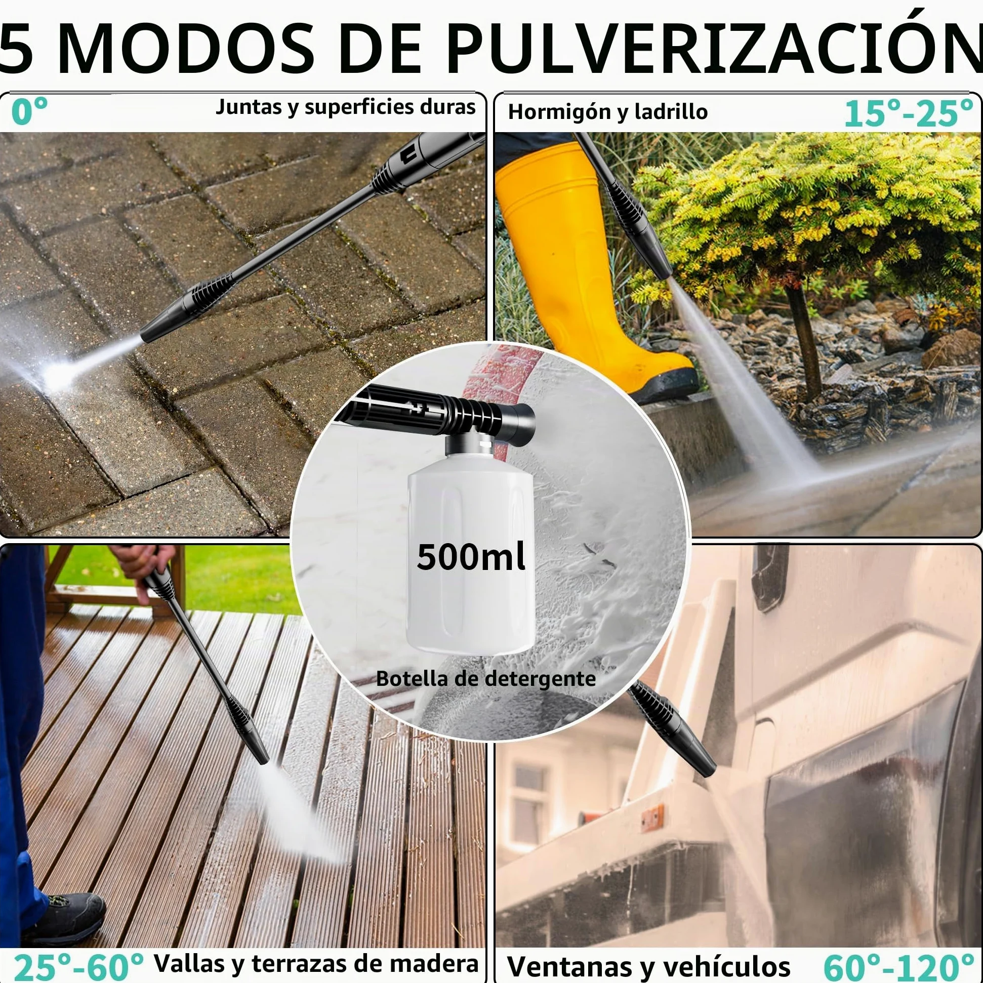 2026NEW Hidrolimpiadora de Alta Presión 180 Bar, 420 l/h, con Carrete para Manguera, Depósito de Espuma y Boquilla Ajustable 6 en 1, Rendimiento de hasta 50 m²/h, para Coche, Terraza y Jardín