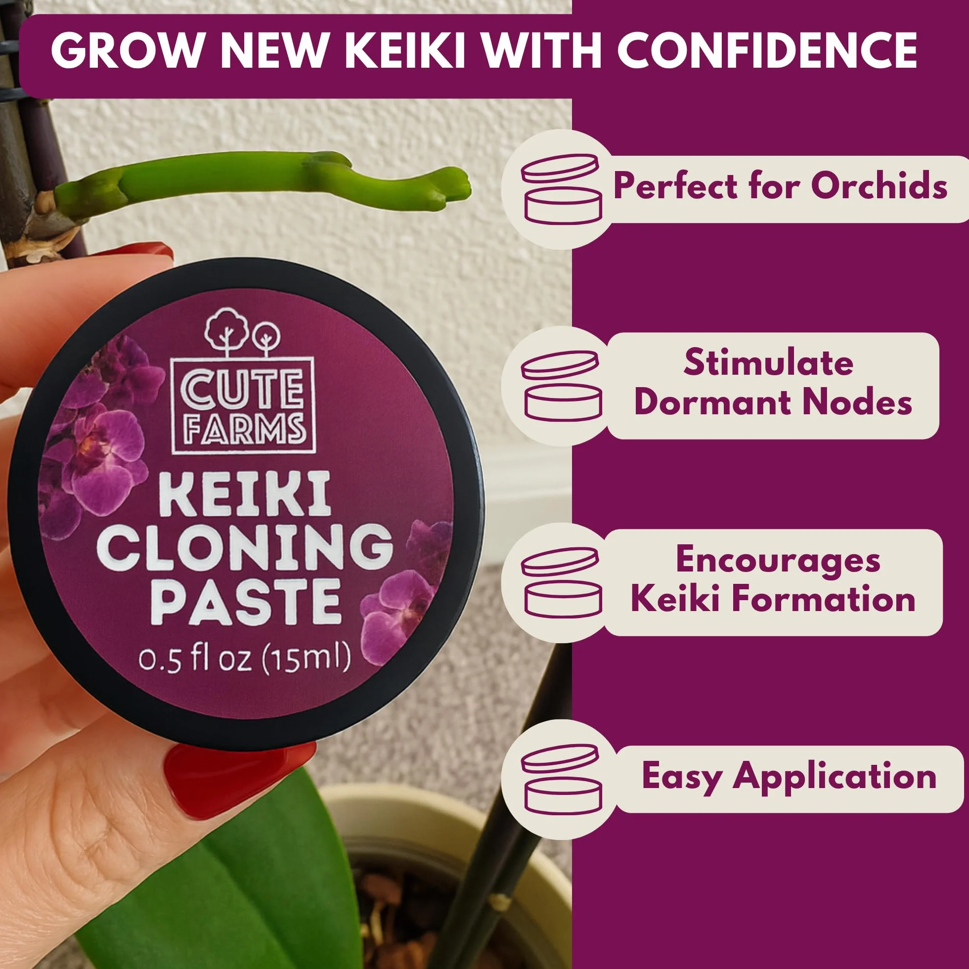 Cute Farms Keiki Pasta de clonación para orquídeas 0.5 oz Hormonal Gel