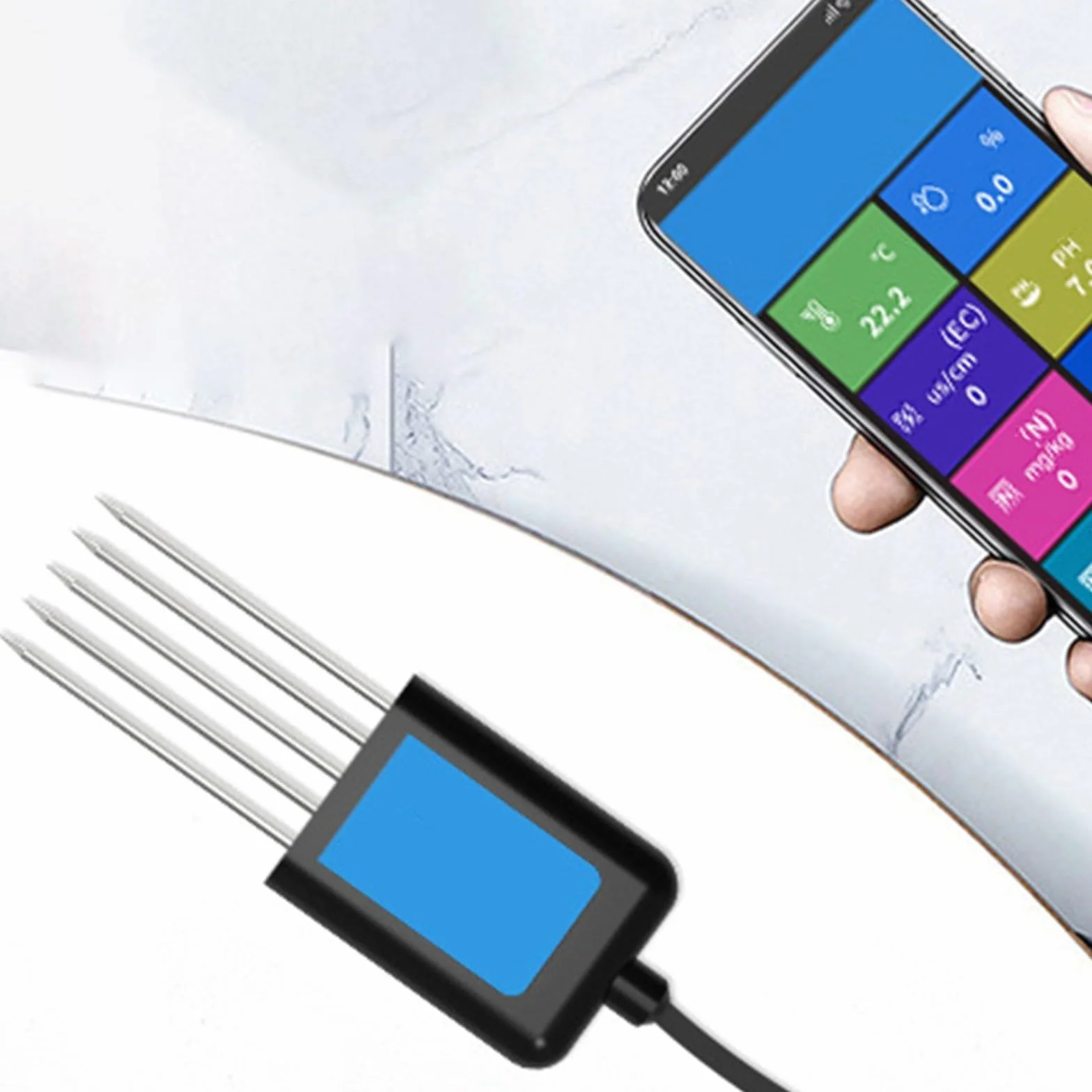 Medidor de suelo USB para temperatura, humedad, pH y NPK, IP68 resistente al agua con sonda de acero inoxidable, probador de suelo preciso para agricultura y horticultura (D)