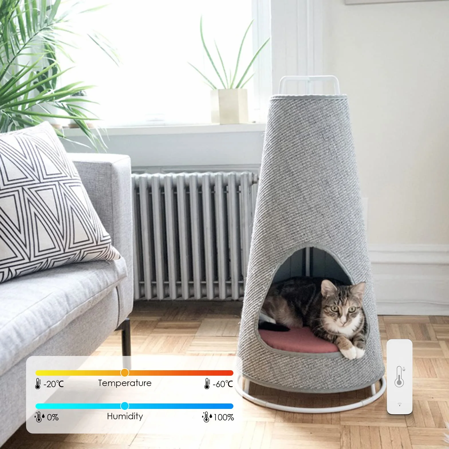 Towwoo Temperatura Humedad Wifi Sensor Inalámbrico, Termómetro Higrómetro Inteligente con Alarma Tuya Alexa