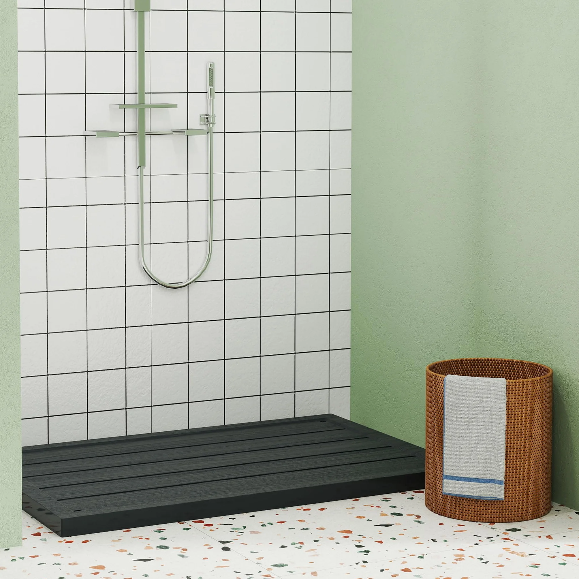 Suelo de plástico WPC antideslizante 100x56x4 cm para escalera de piscina