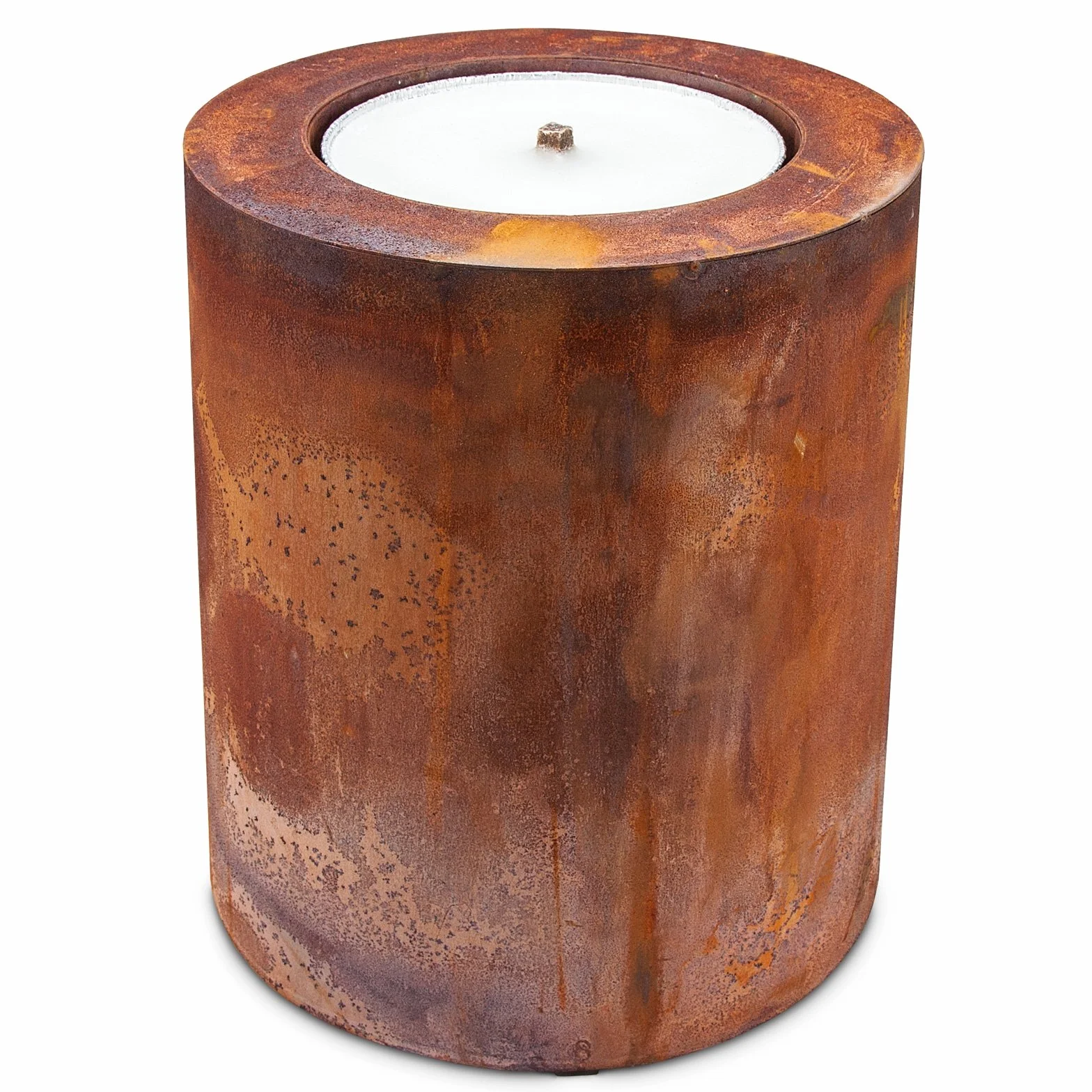 Scheulen Cilindro Metal Oxidado, Incluye Cuenco de Llamas Diámetro 26 cm/30 cm