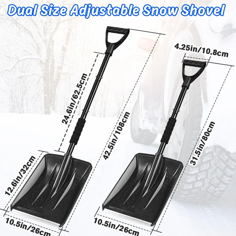 Pala Nieve 108 cm Aluminio Desmontable 4 Piezas Portátil Ajustable
