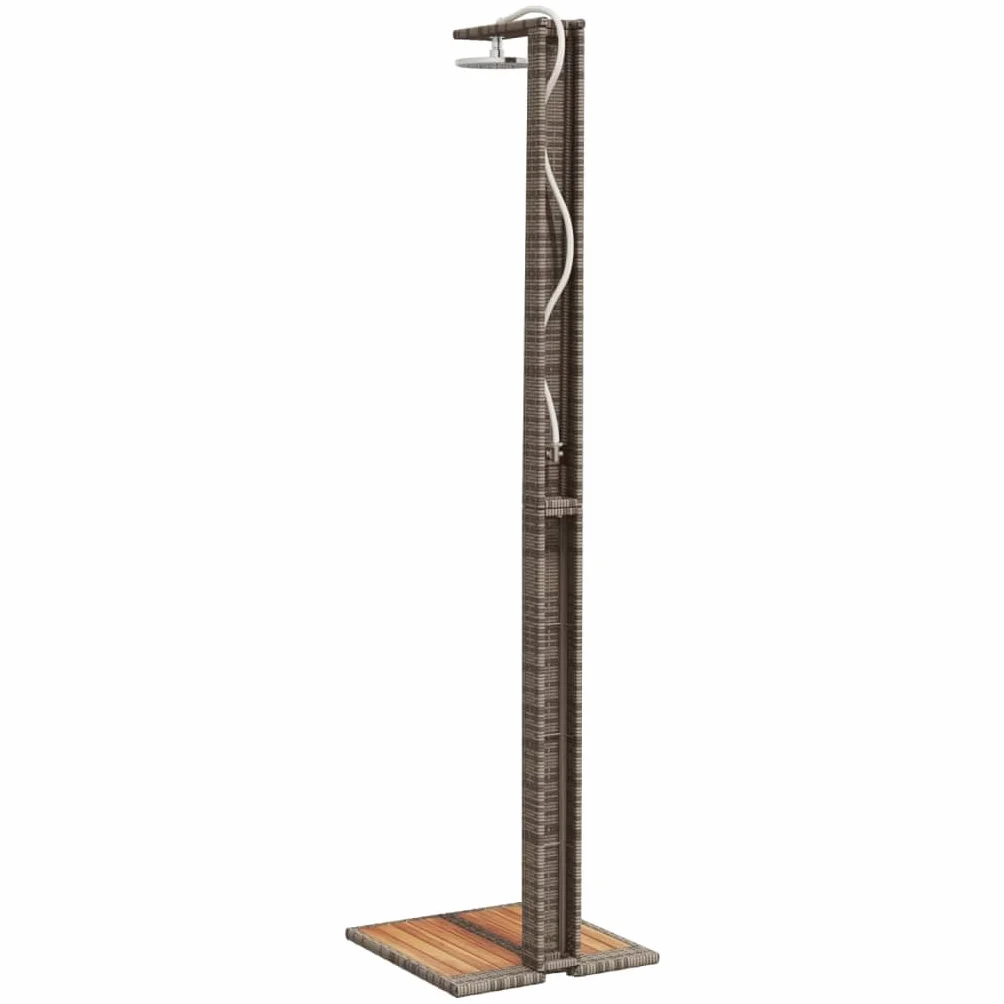 Ducha de Exterior ratán PE Madera Acacia Gris 50x55x224 cm