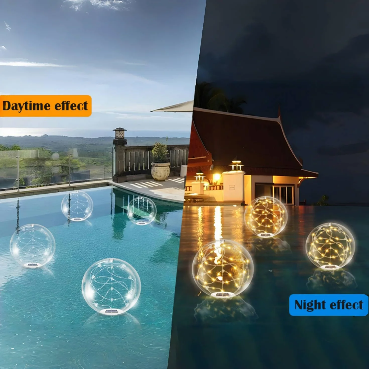 Luces Solares Flotantes para Piscina IP68 13.8" Pelota Inflable con Control Remoto Color Cálido 1 Unidad