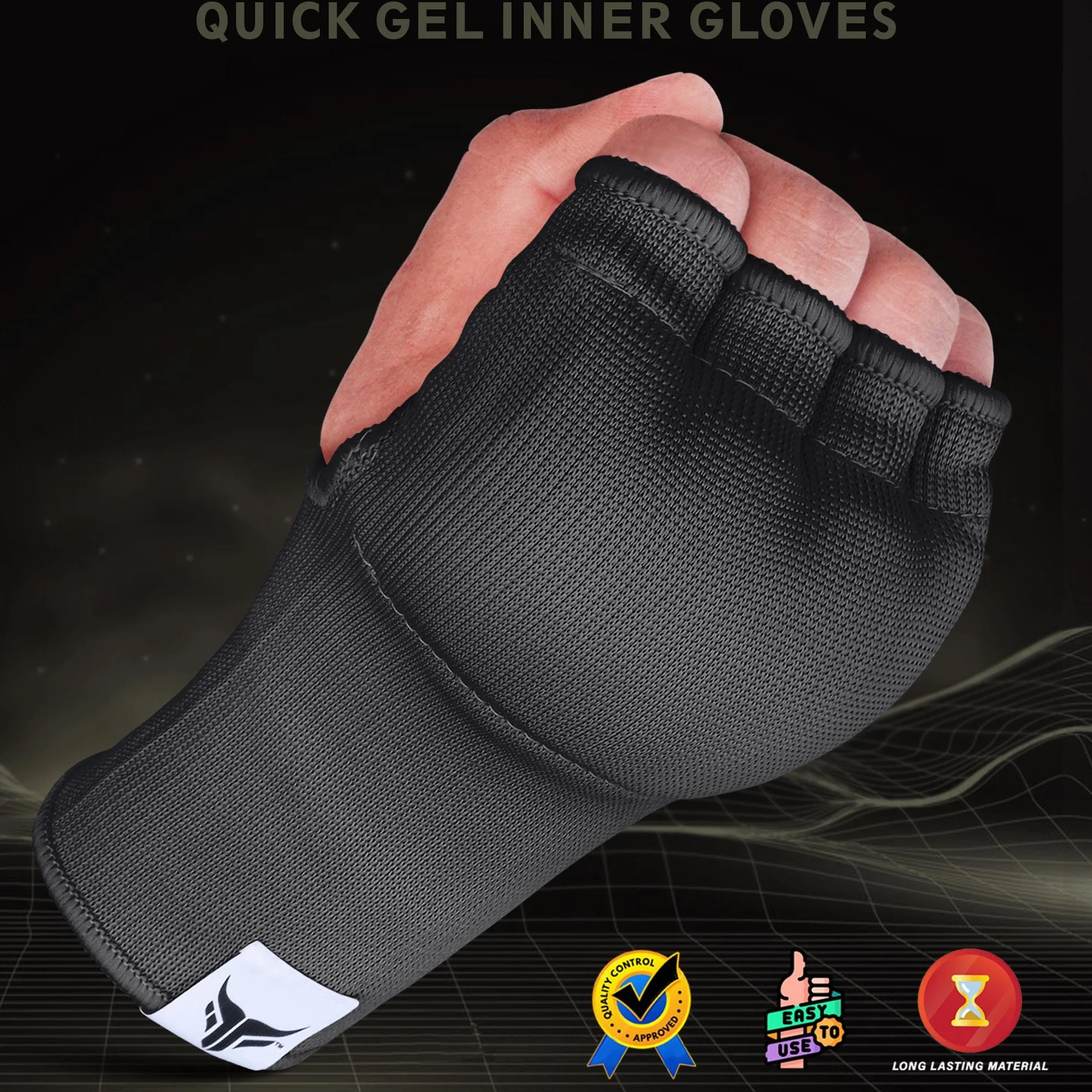 Mytra Fusion Boxeo Vendas Guantes Acolchado de Gel Protector Nudillos sin Tirantes Largos Elástico