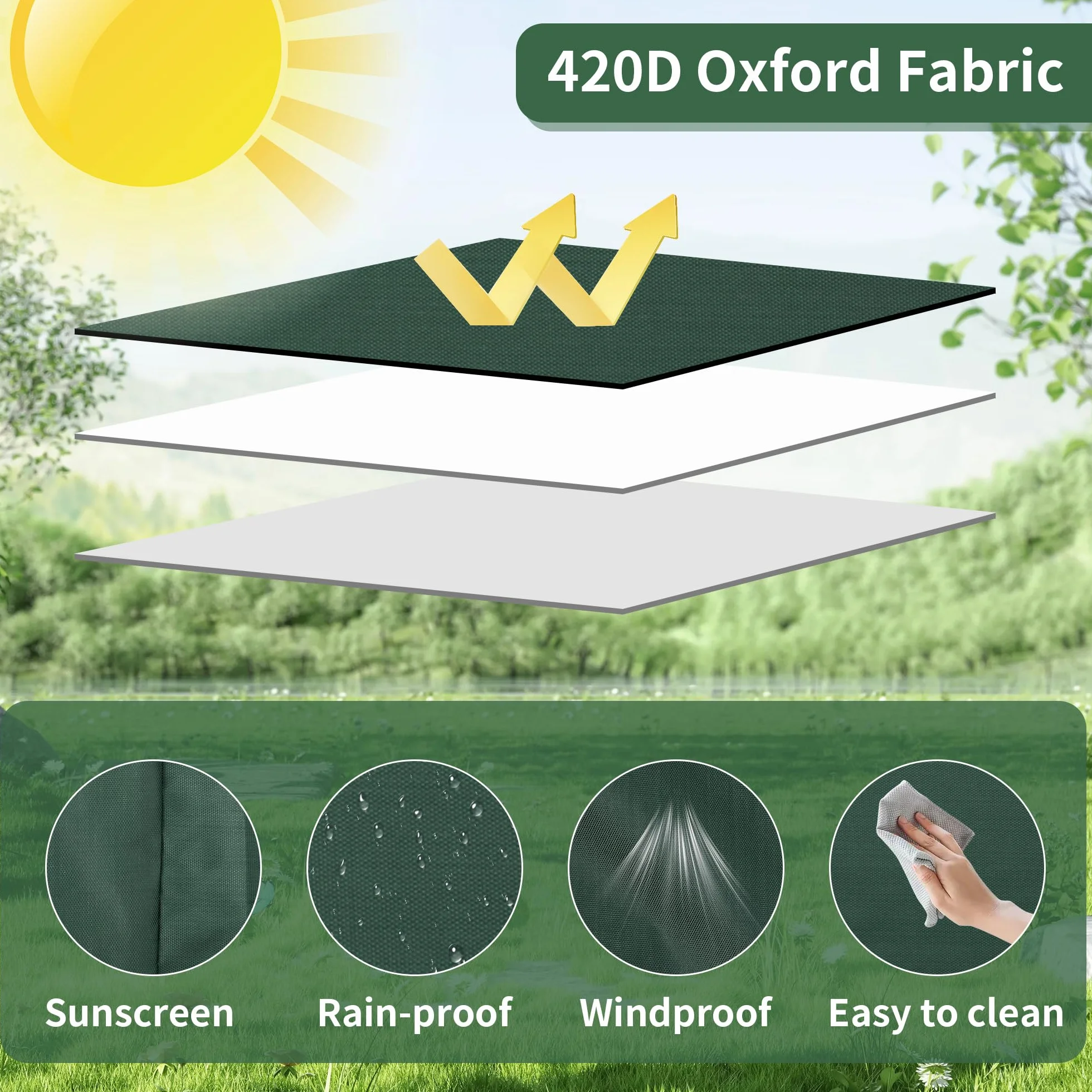 Tapa IBC 420D 1000L Lona Ultravioleta Resistente Intemperie Polvo Bolsa Almacenamiento 120x100x116 cm Verde