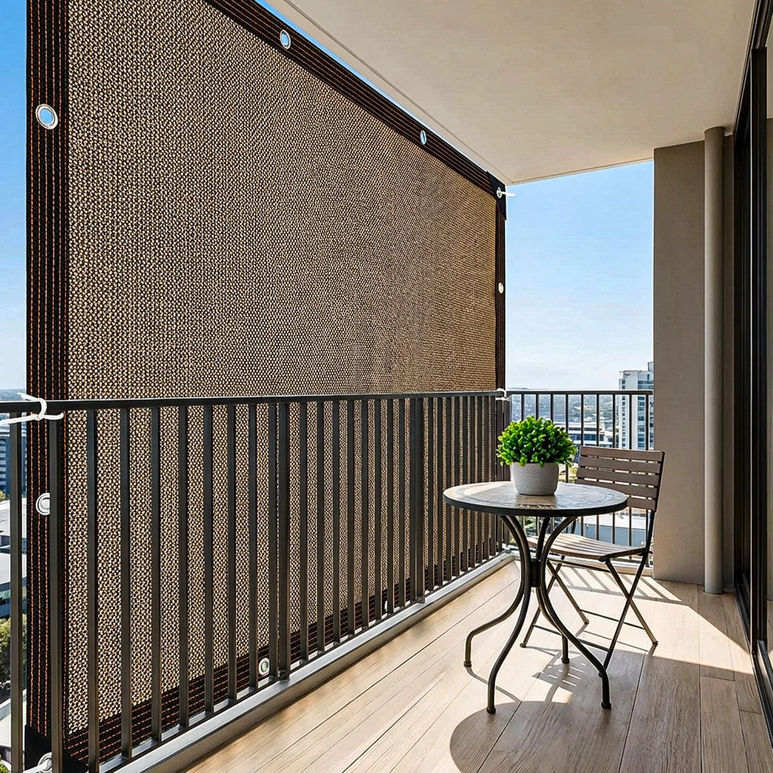 Malla de Sombreo 80% Tela de Sombra para Jardín Exterior con Ojales Marrón 3x4m