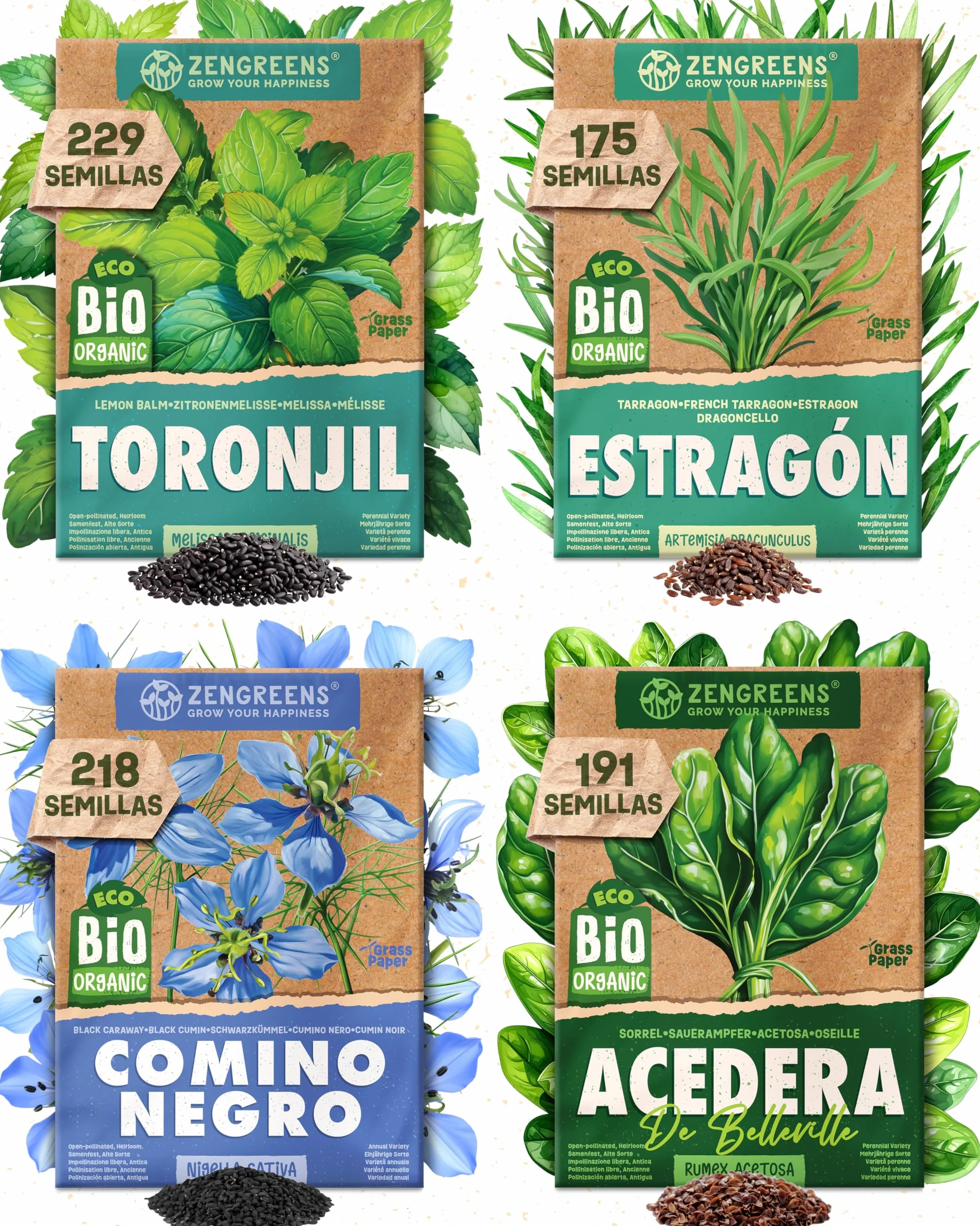 Set de semillas de hierbas aromáticas eco 25 variedades ZenGreens®