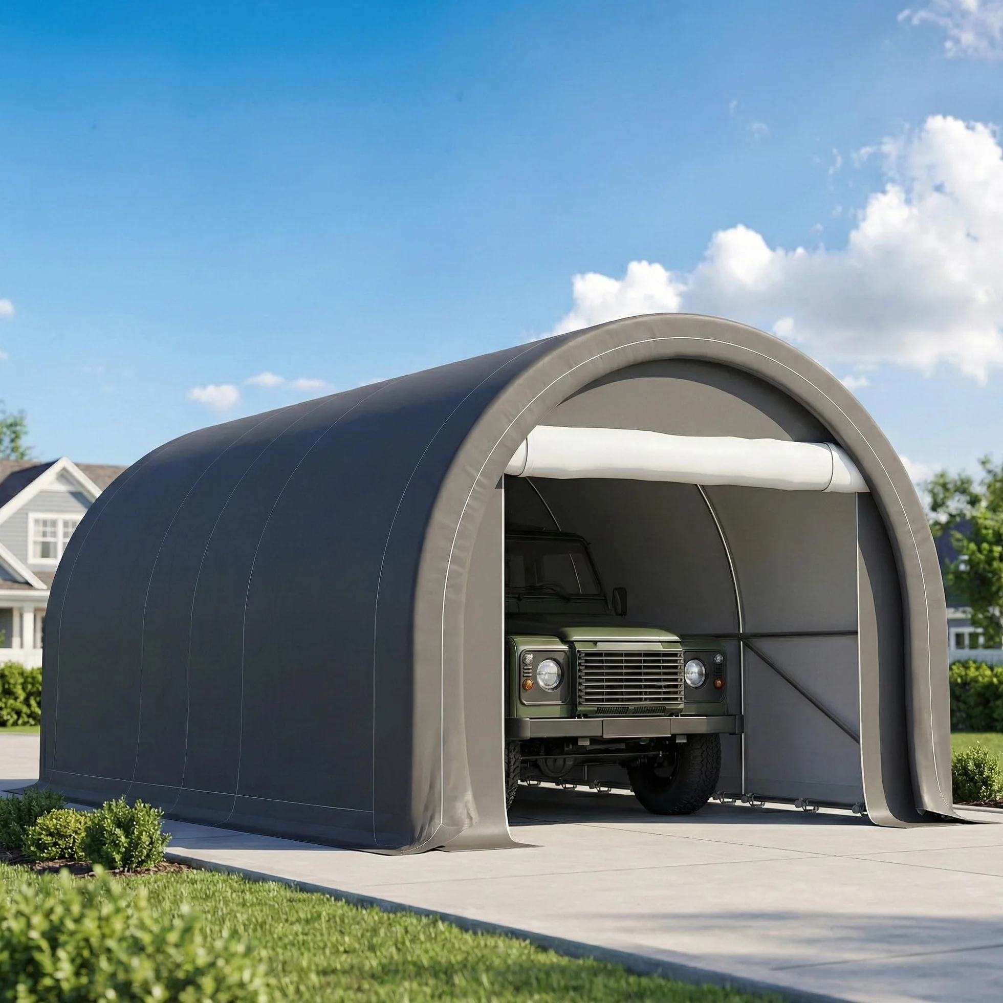 Outsunny Carpa Garaje Portátil 3x5 m Impermeable UPF30+ Acero Galvanizado Gris