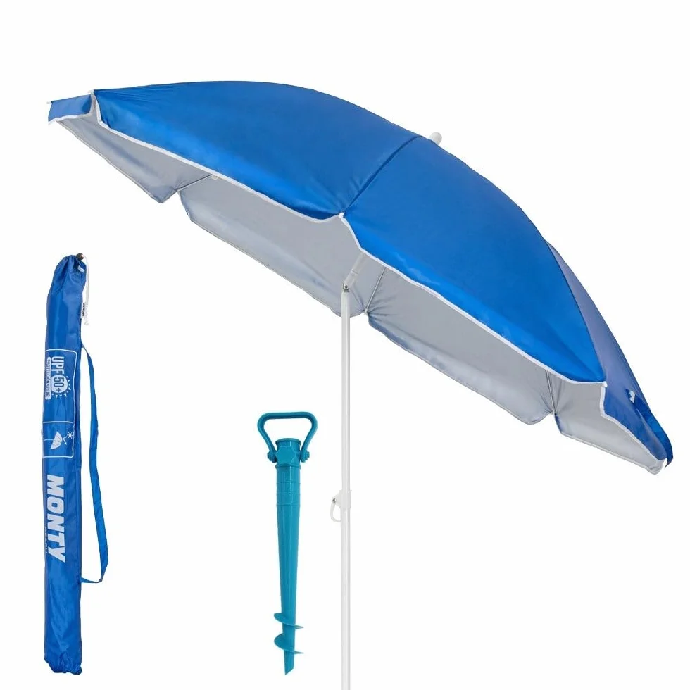 LOLAhome Sombrilla de playa UPF+50 Ø 180 cm acero nylon azul