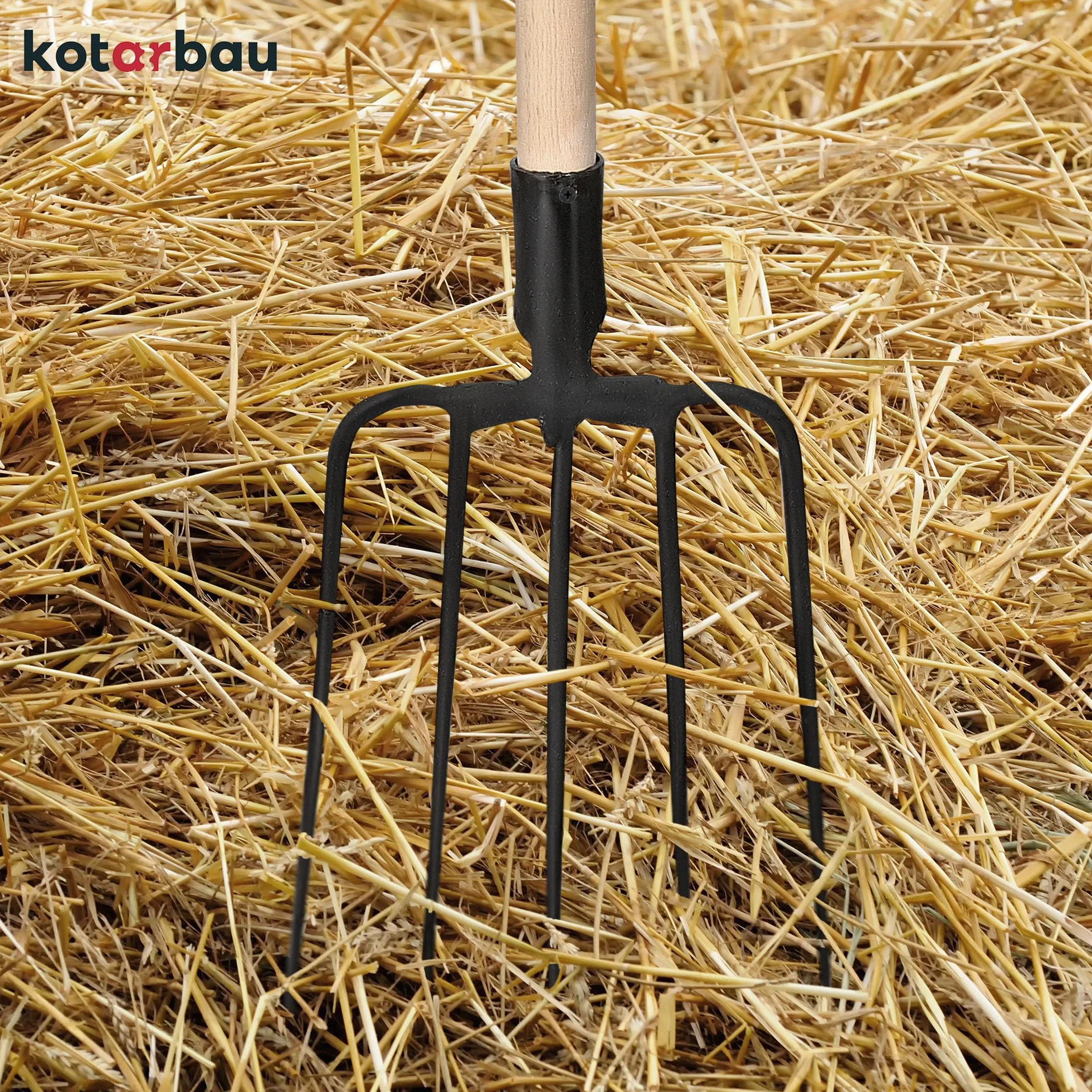 KOTARBAU Horca de acero con 5 Dientes, Horca de jardín para compost, estiércol, sin mango