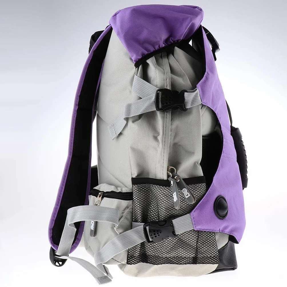 Perfk Mochila para Patines de Ruedas, Multibolsillos, Púrpura