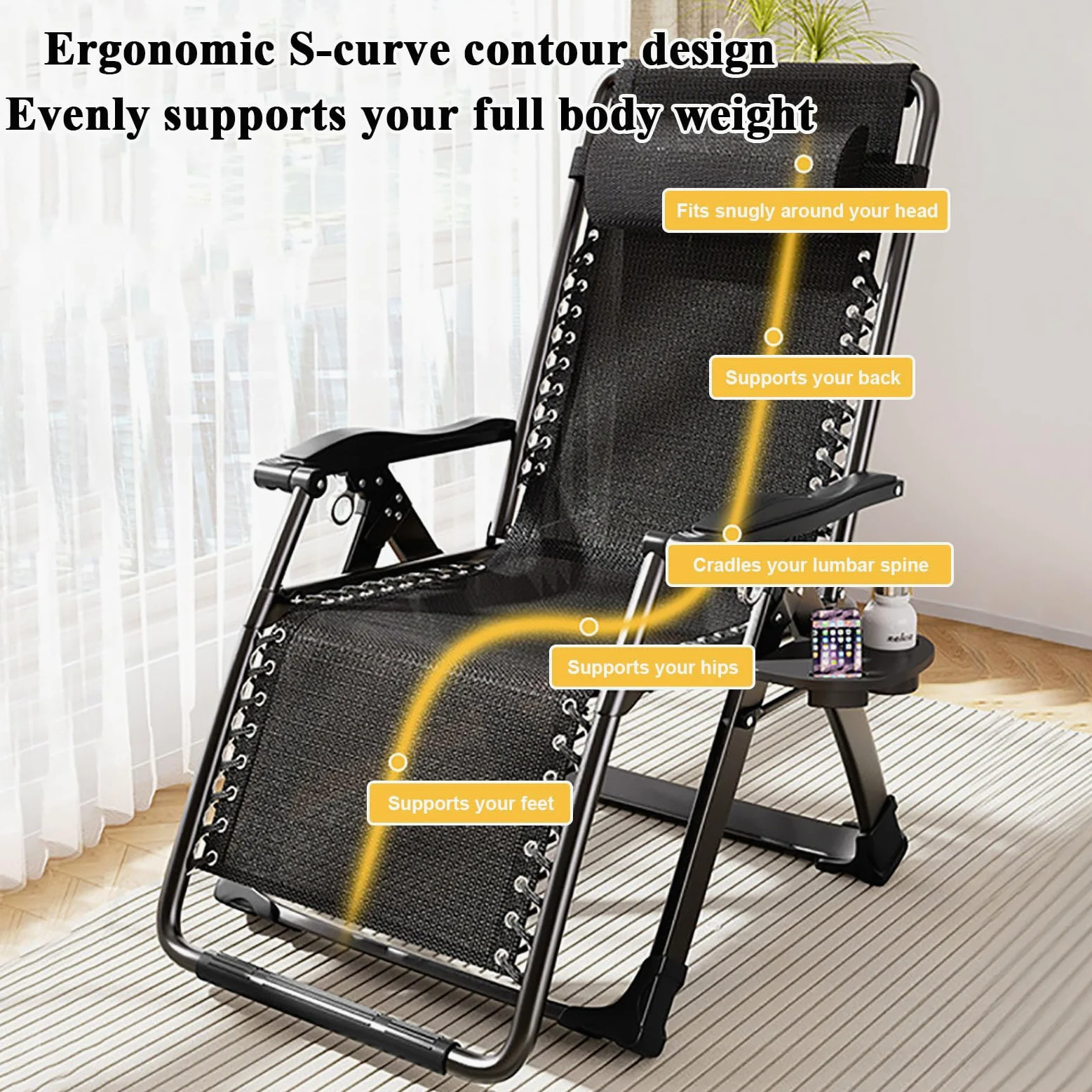 Tumbonas de Gravedad Cero Jardín Exterior Plegables | Tumbona Plegable con Cojín Acolchado,Reposacabeza ExtraíBle, Silla Reclinable Ergonómica y Resistente para Terraza,Salón